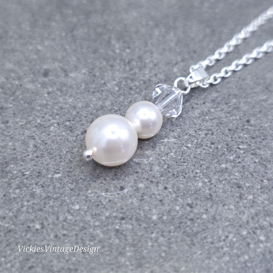 Primero Crystals® Pearl Necklace; Elegant Sparkly, Bridal and Special Occasion Jewellery
