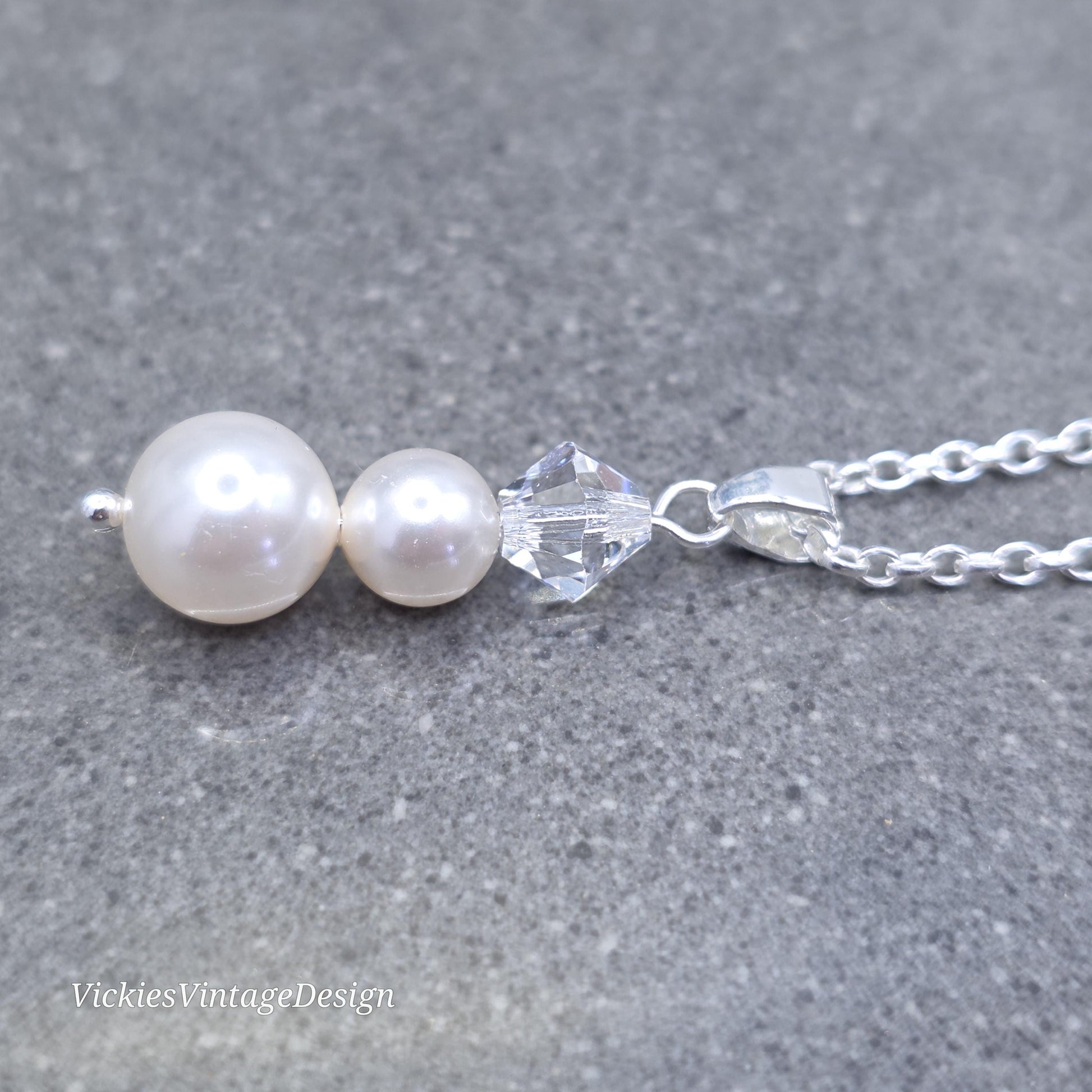 Primero Crystals® Pearl Necklace; Elegant Sparkly, Bridal and Special Occasion Jewellery