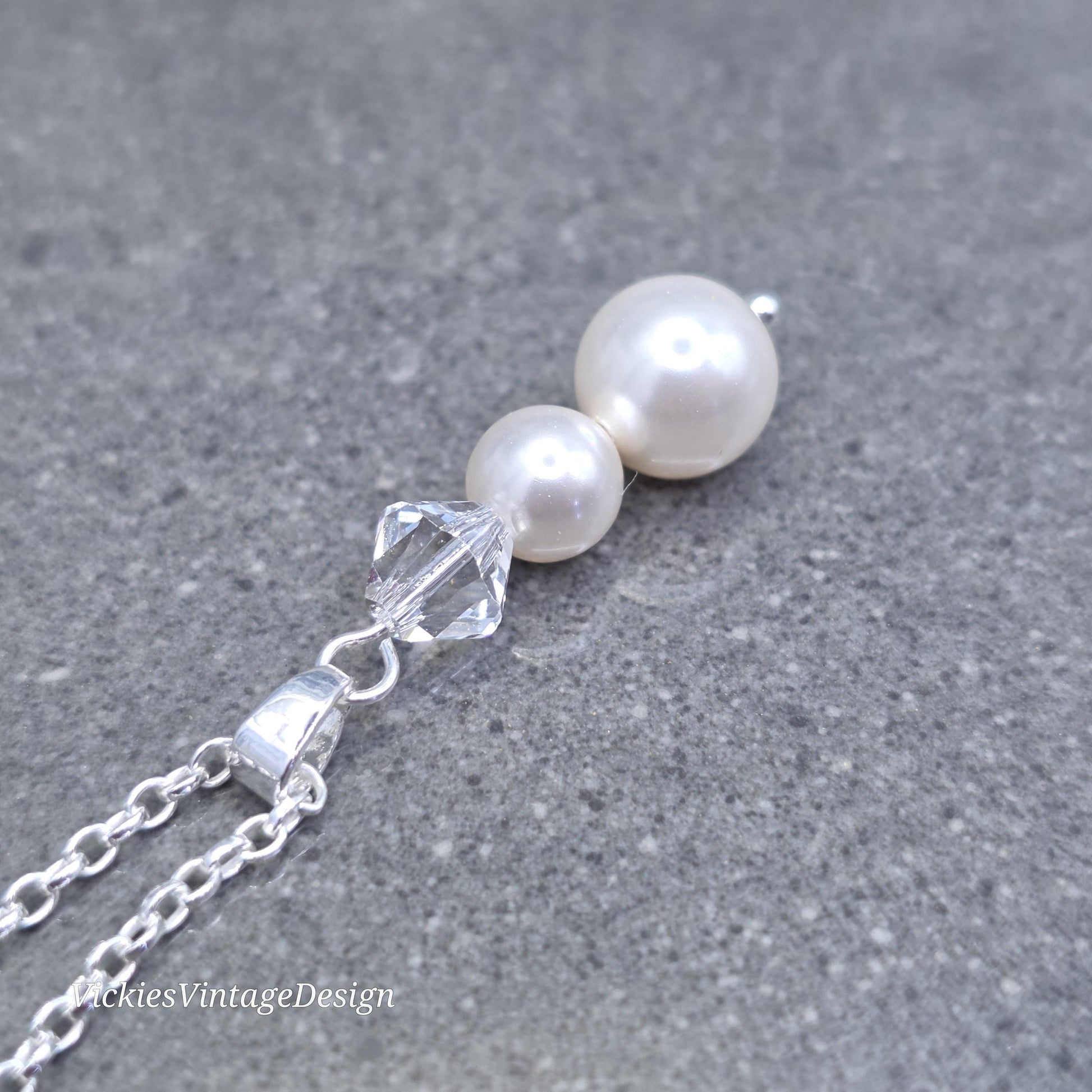 Primero Crystals® Pearl Necklace; Elegant Sparkly, Bridal and Special Occasion Jewellery