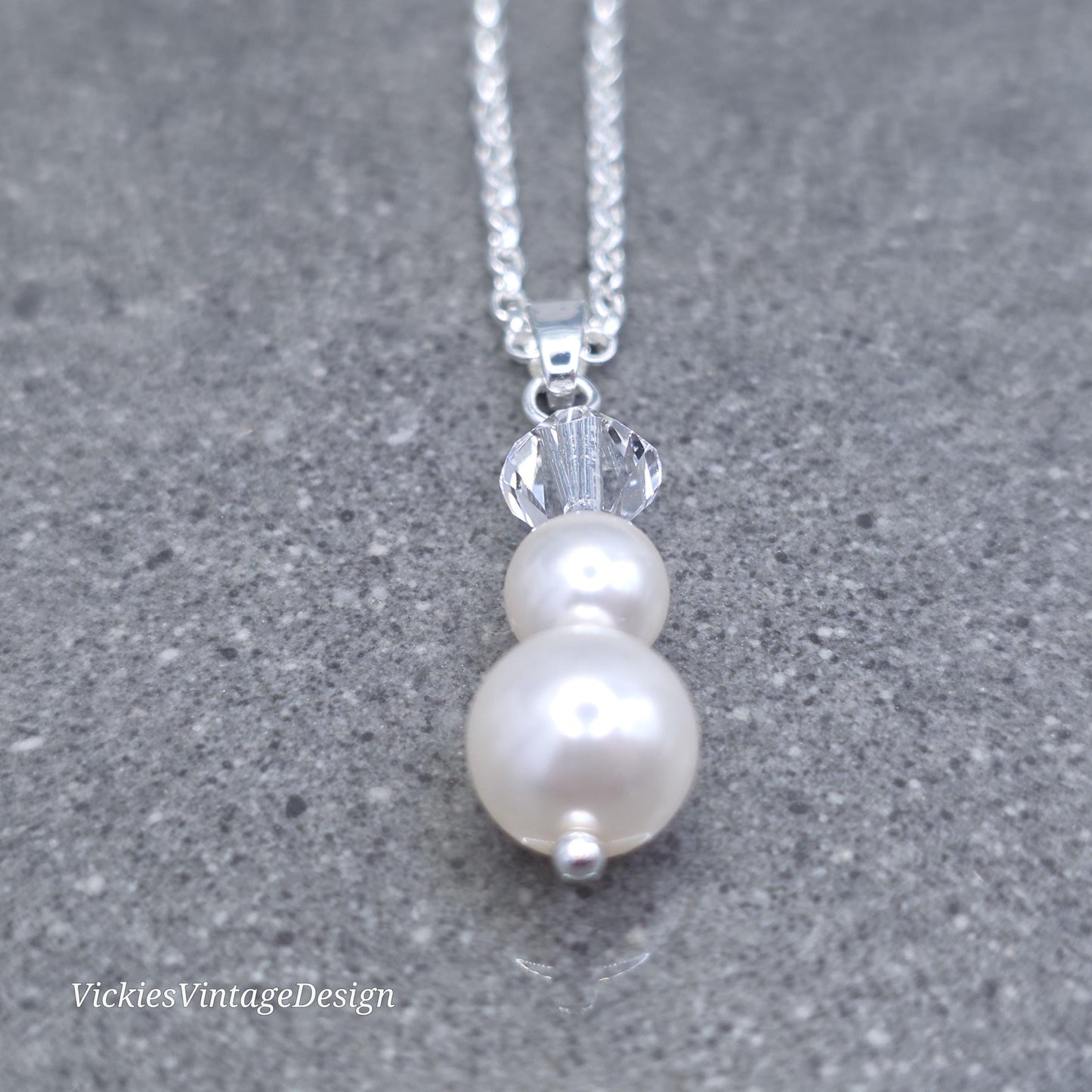 Primero Crystals® Pearl Necklace; Elegant Sparkly, Bridal and Special Occasion Jewellery