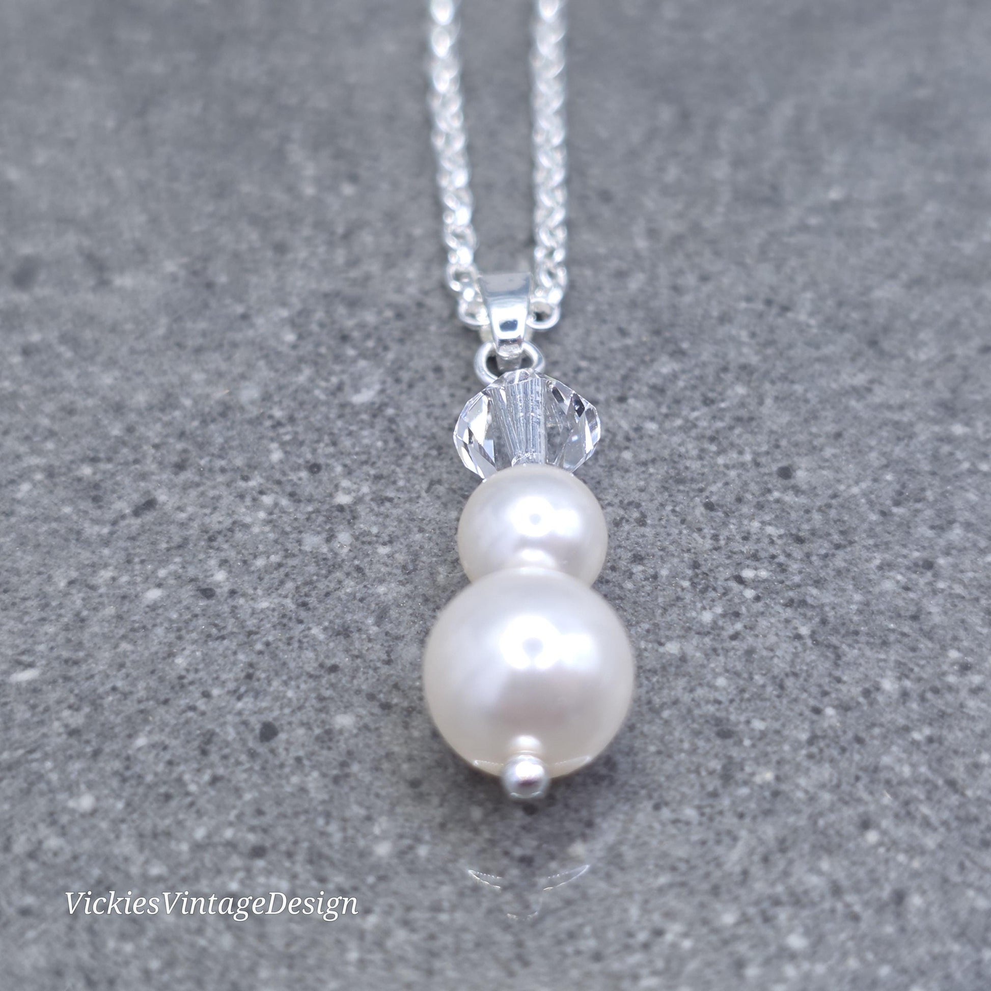 Primero Crystals® Pearl Necklace; Elegant Sparkly, Bridal and Special Occasion Jewellery