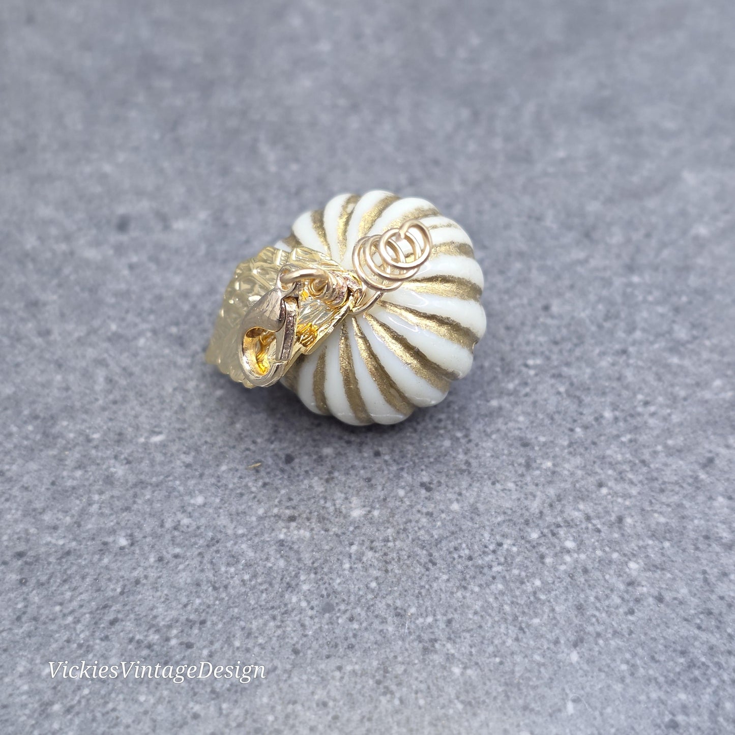 Glass Pumpkin Clip On Charm, Bracelet, Necklace, Stitch Marker, Zipper Pull, Halloween Autumn Gift