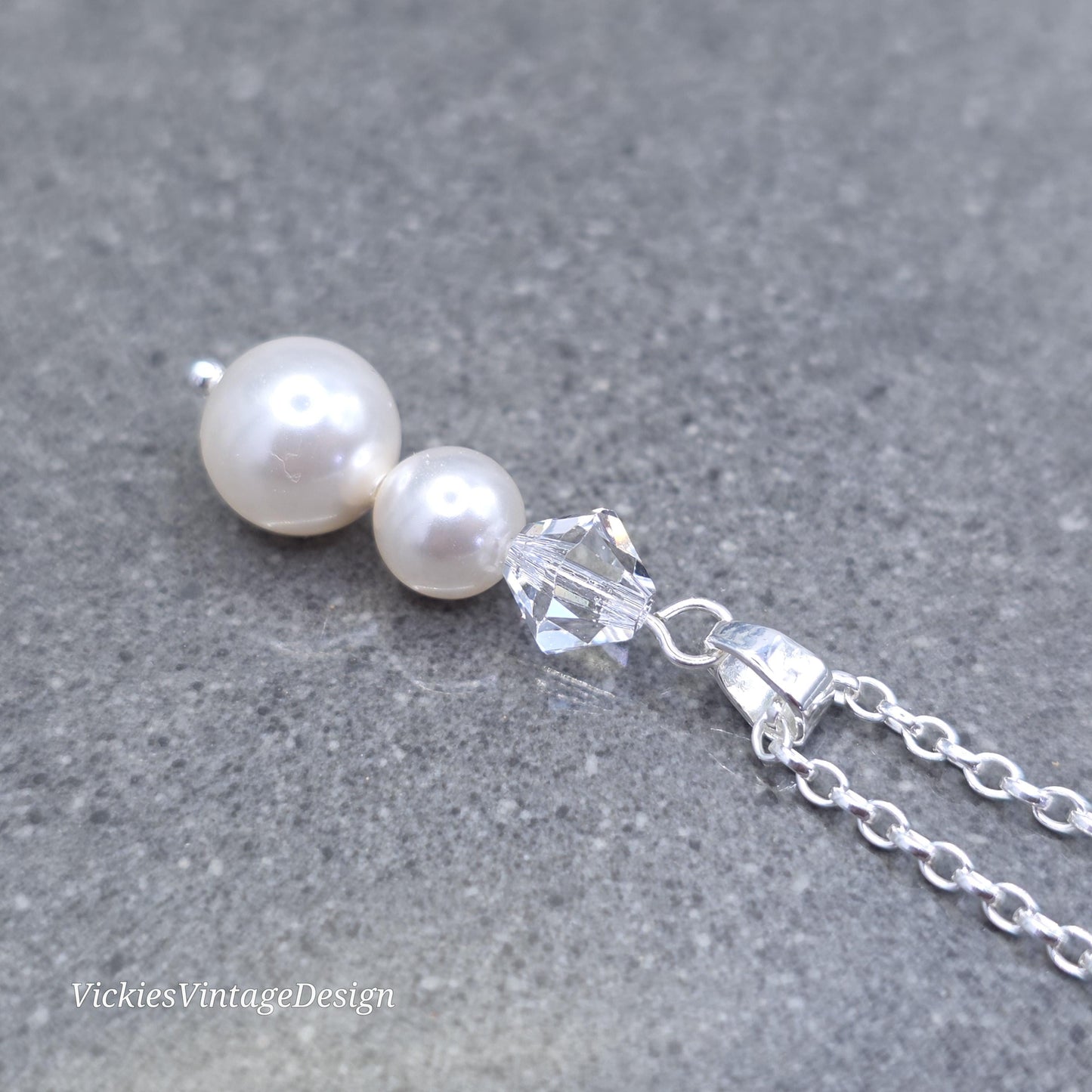 Primero Crystals® Pearl Necklace; Elegant Sparkly, Bridal and Special Occasion Jewellery