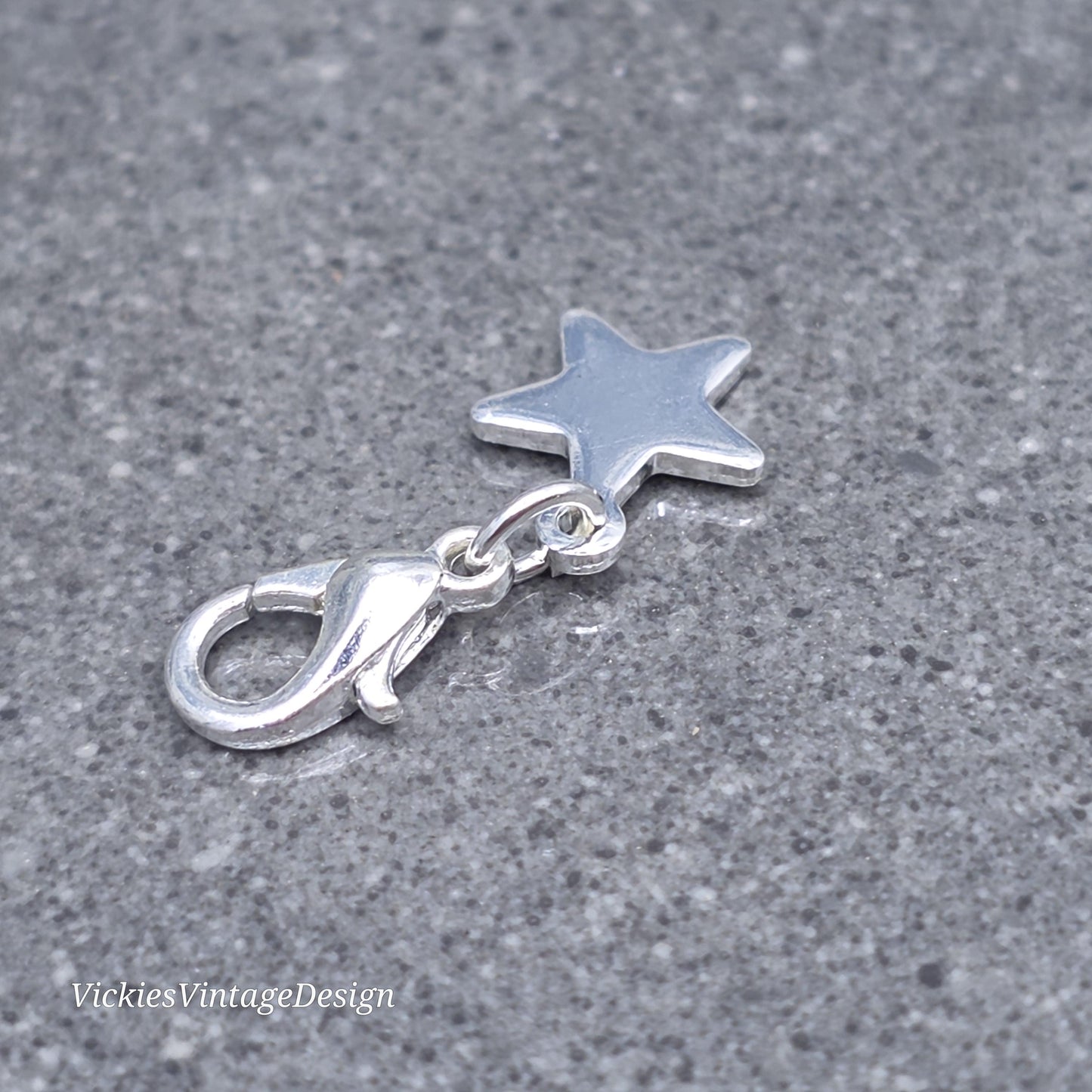 Star Clip on Charm, Stainless Steel, Necklace, Bracelet, Stitch Marker, Zipper, Planner Charm