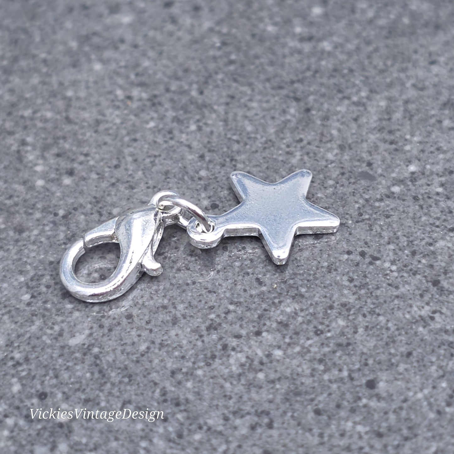Star Clip on Charm, Stainless Steel, Necklace, Bracelet, Stitch Marker, Zipper, Planner Charm