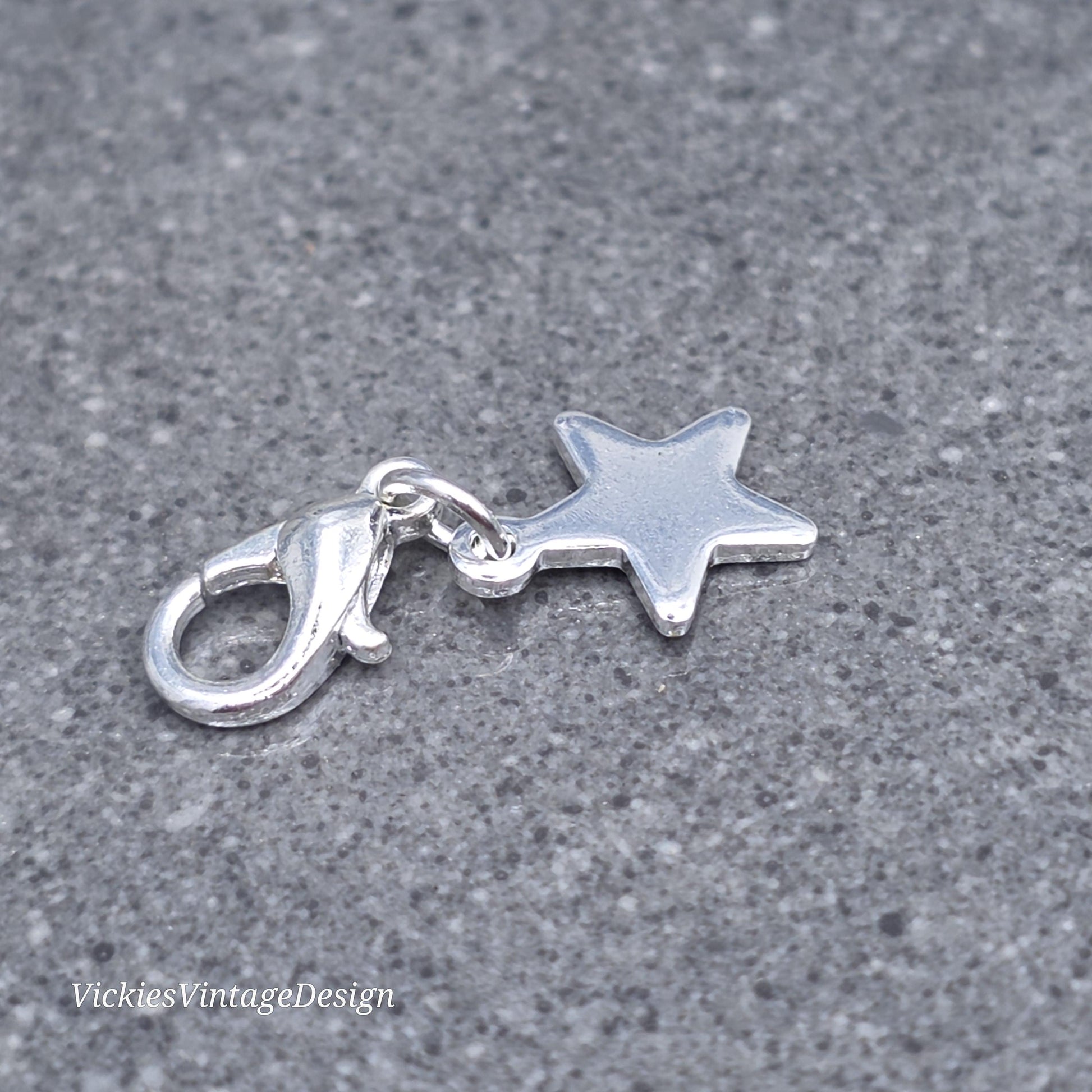 Star Clip on Charm, Stainless Steel, Necklace, Bracelet, Stitch Marker, Zipper, Planner Charm