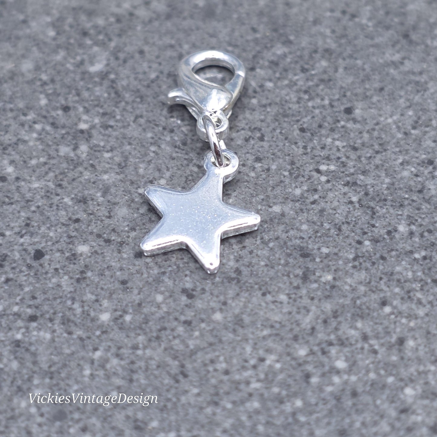 Star Clip on Charm, Stainless Steel, Necklace, Bracelet, Stitch Marker, Zipper, Planner Charm