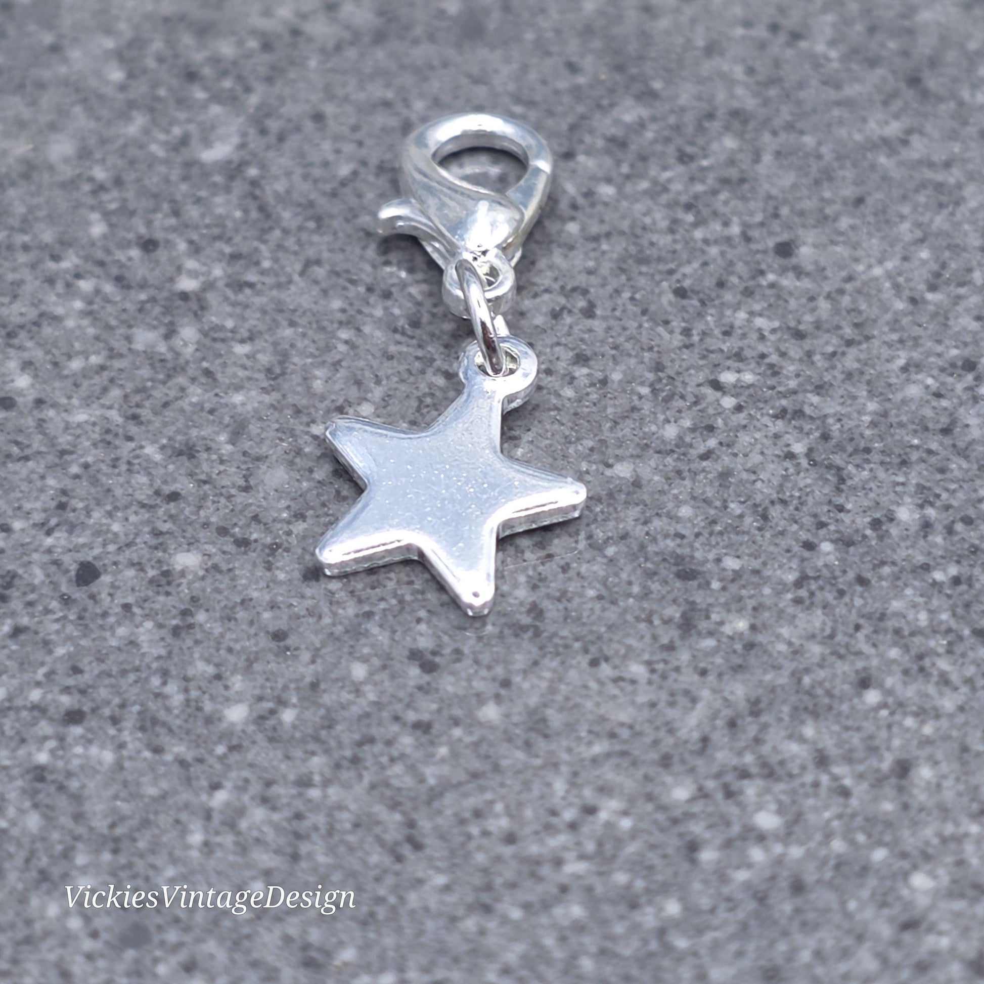 Star Clip on Charm, Stainless Steel, Necklace, Bracelet, Stitch Marker, Zipper, Planner Charm