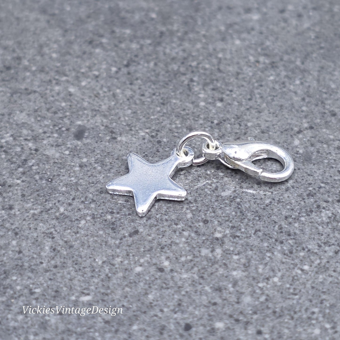 Star Clip on Charm, Stainless Steel, Necklace, Bracelet, Stitch Marker, Zipper, Planner Charm