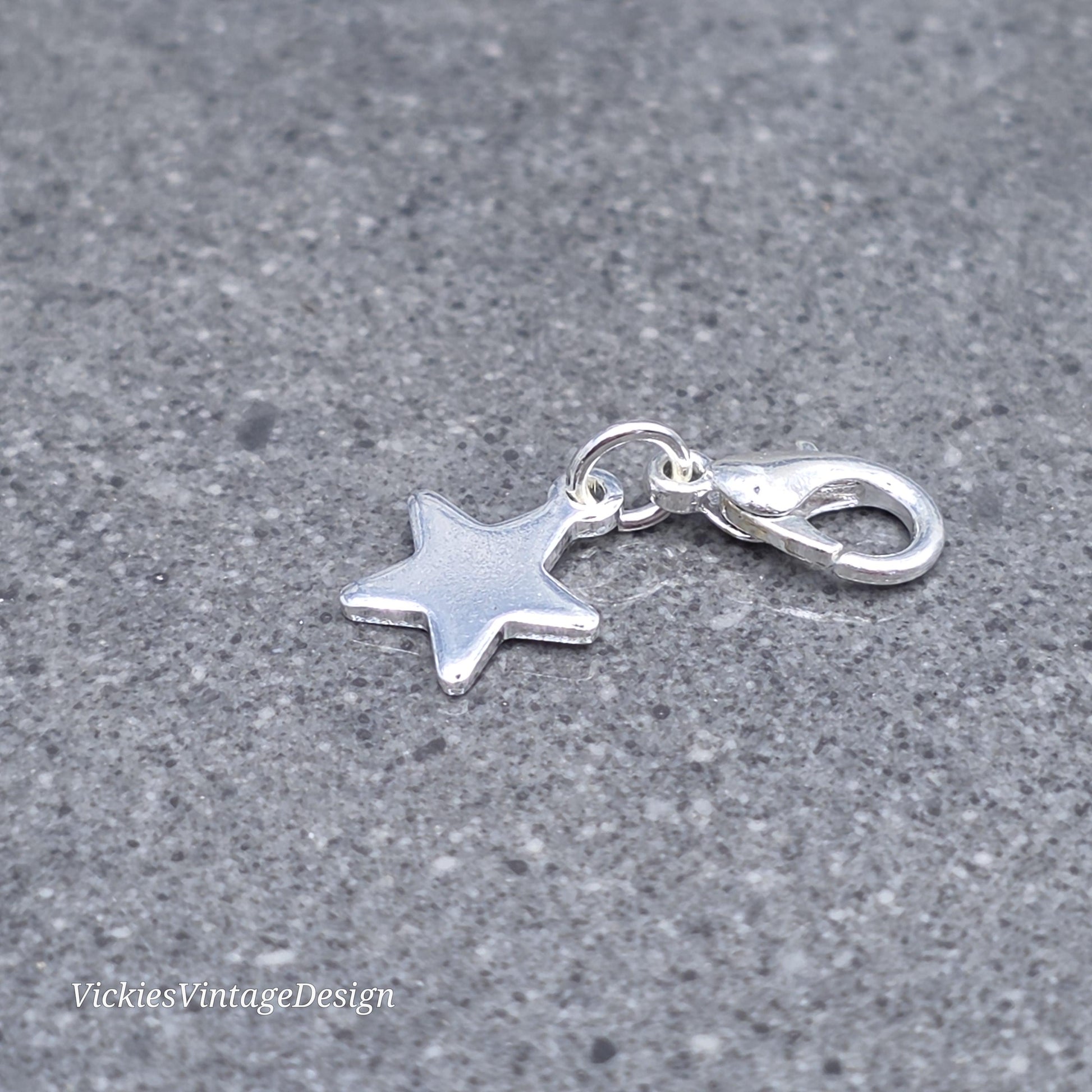 Star Clip on Charm, Stainless Steel, Necklace, Bracelet, Stitch Marker, Zipper, Planner Charm