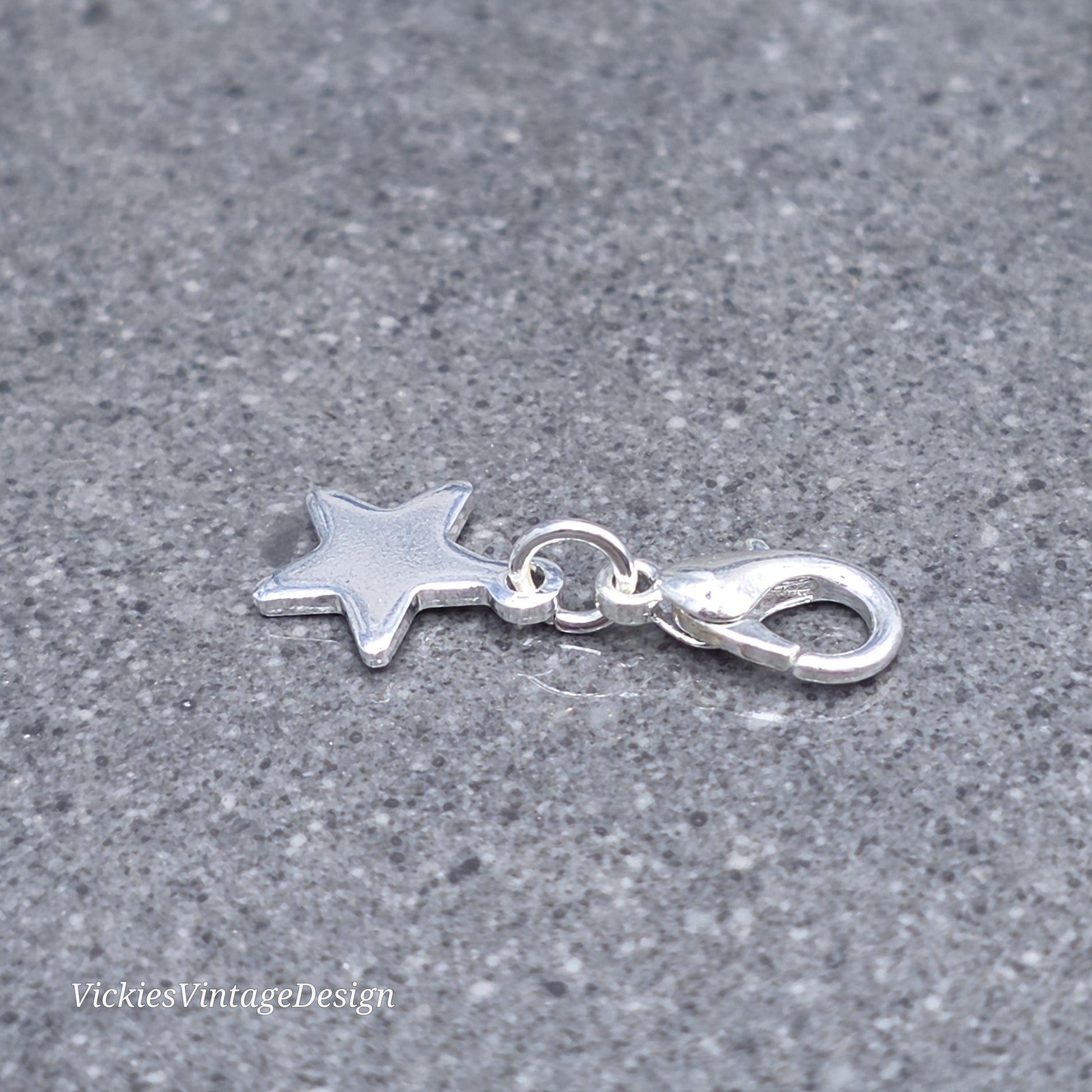 Star Clip on Charm, Stainless Steel, Necklace, Bracelet, Stitch Marker, Zipper, Planner Charm