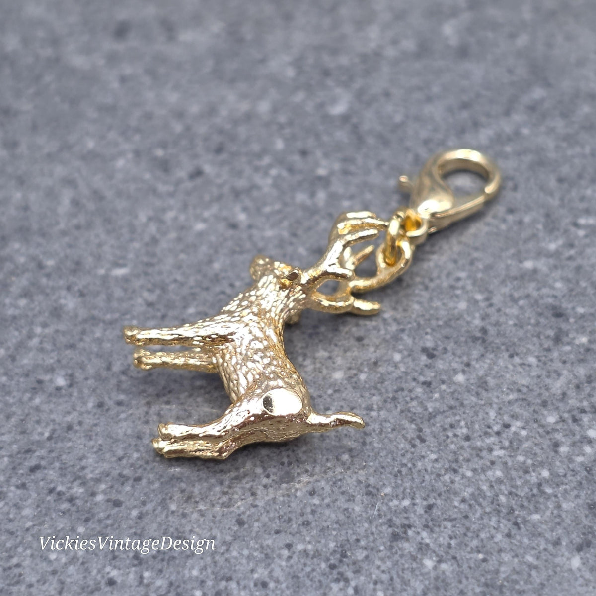 Stag Clip on Charm, Necklace, Bracelet, Brass, Nickel Free, Stitch Marker, Zipper, Planner Charm
