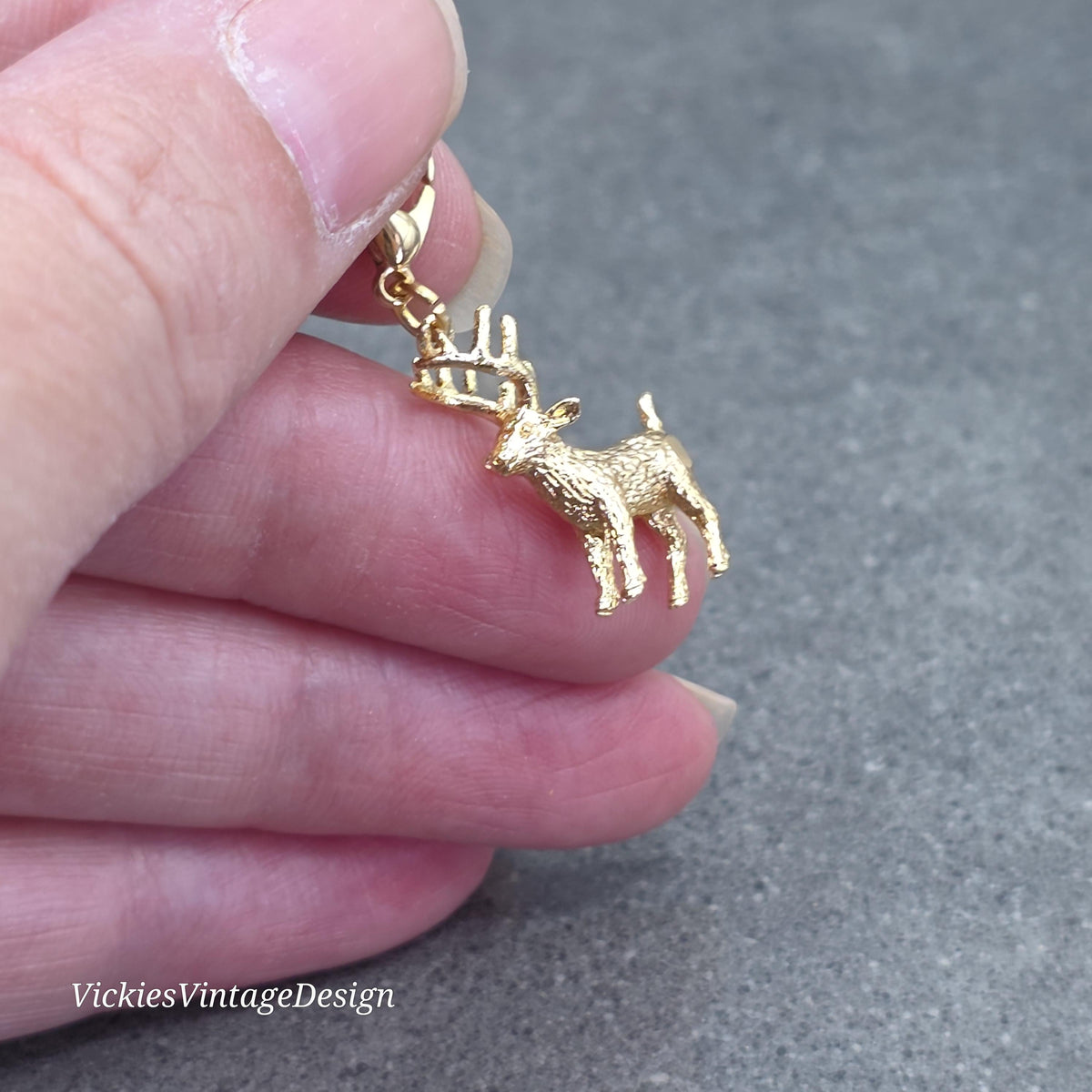 Stag Clip on Charm, Necklace, Bracelet, Brass, Nickel Free, Stitch Marker, Zipper, Planner Charm