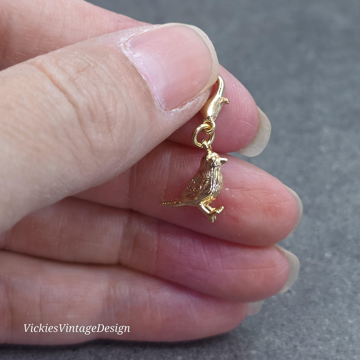 Bird Clip on Charm with Gold Lobster Clasp, Brass, Nickel Free, Necklace, Bracelet, Stitch Marker, Zipper, Planner Charm