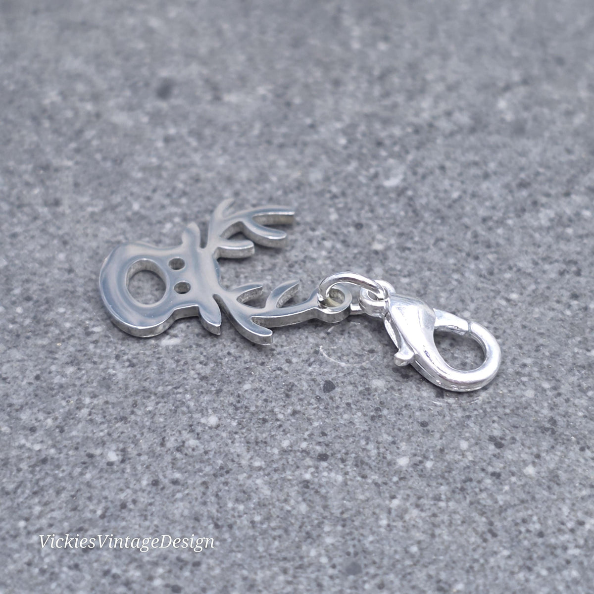 Rudolf the Reindeer Clip on Charm with Gold Lobster Clasp, Brass, Nickel Free, Stitchmarker, Zipper, Planner Charm
