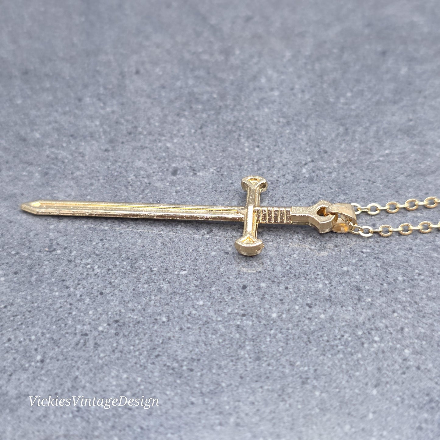 Sword Necklace, Miniature Sword, Choice of Chain Lengths, Light Gold Plated