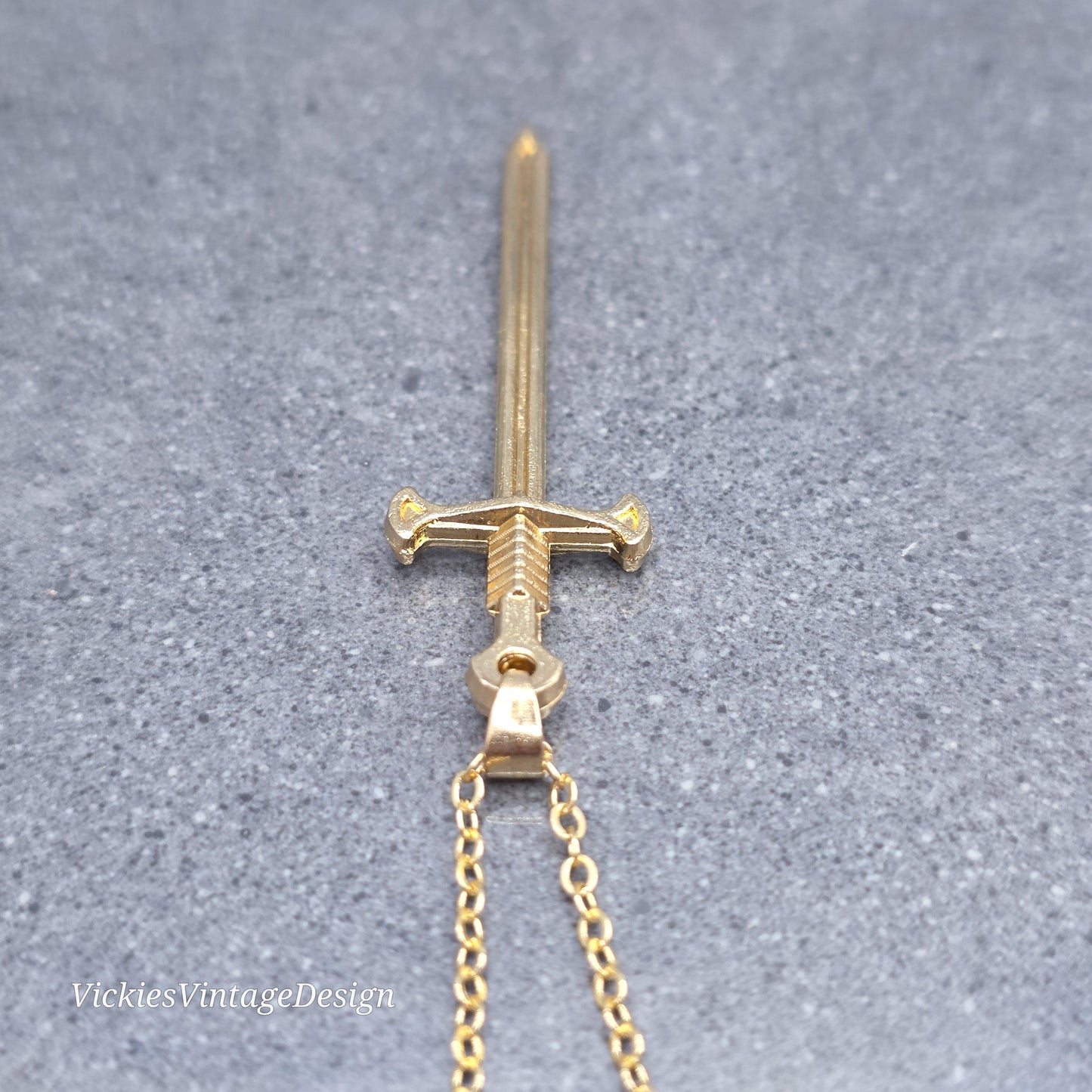 Sword Necklace, Miniature Sword, Choice of Chain Lengths, Light Gold Plated
