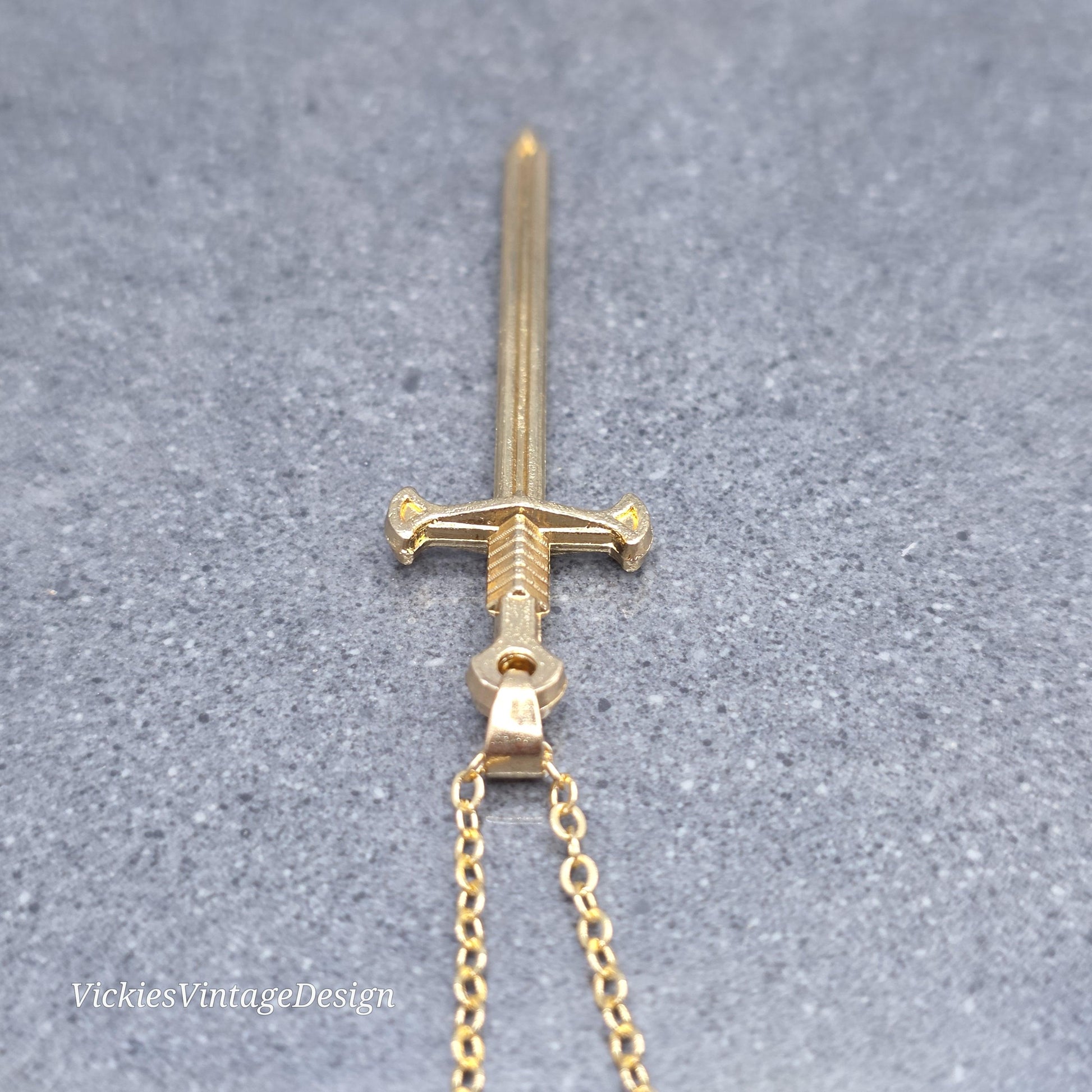 Sword Necklace, Miniature Sword, Choice of Chain Lengths, Light Gold Plated