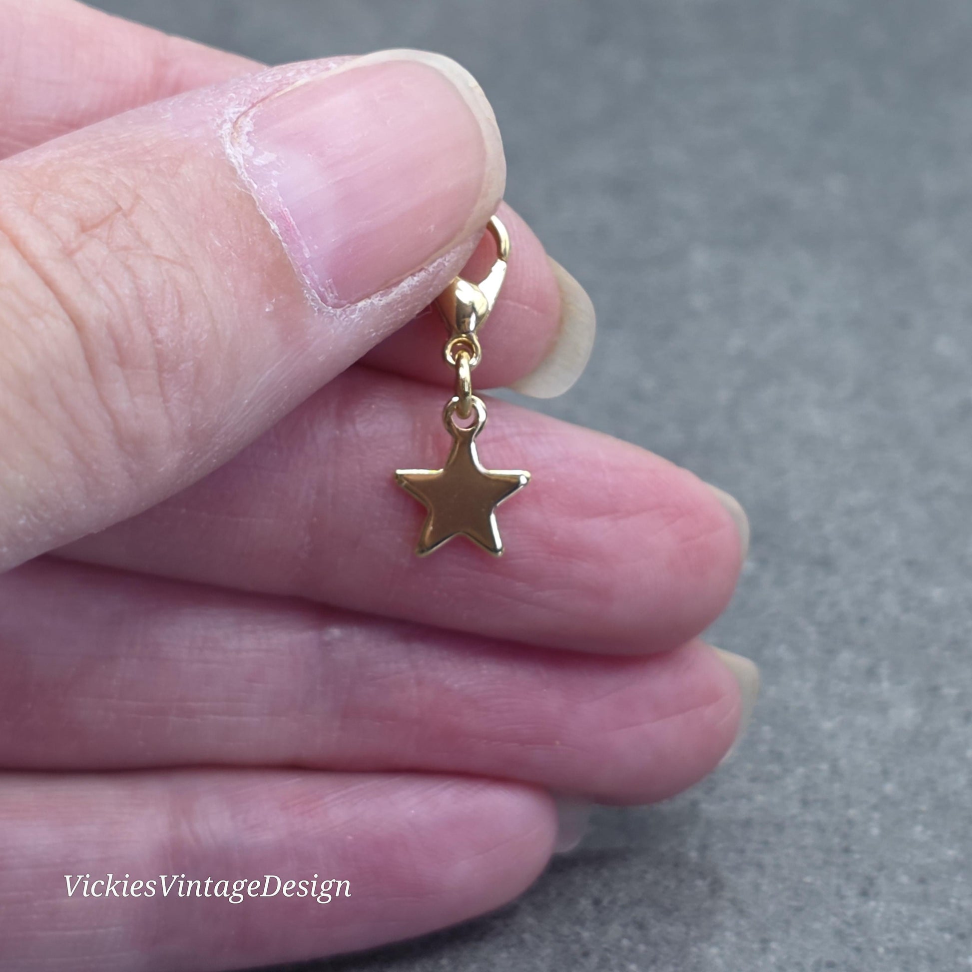 Star Clip on Charm, Stainless Steel, Necklace, Bracelet, Stitch Marker, Zipper, Planner Charm