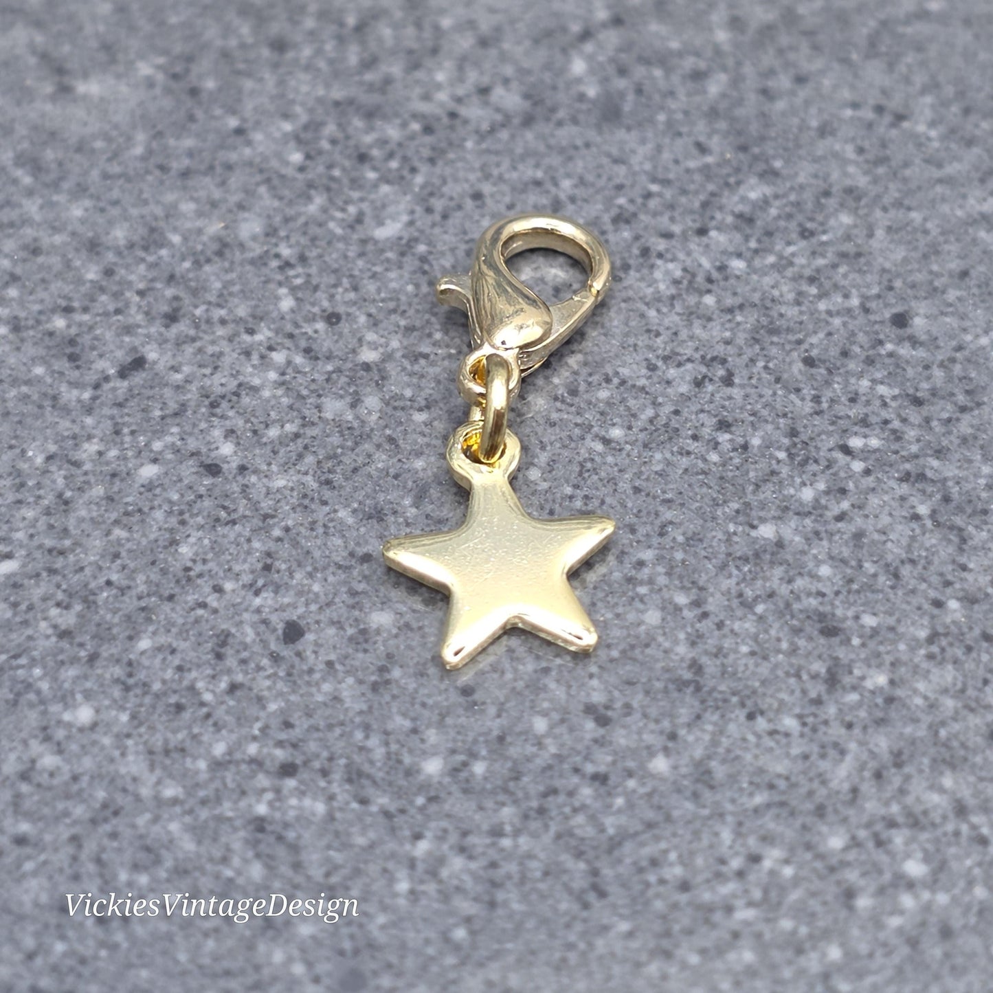 Star Clip on Charm, Stainless Steel, Necklace, Bracelet, Stitch Marker, Zipper, Planner Charm