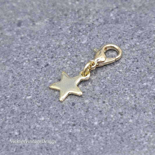 Star Clip on Charm, Stainless Steel, Necklace, Bracelet, Stitch Marker, Zipper, Planner Charm