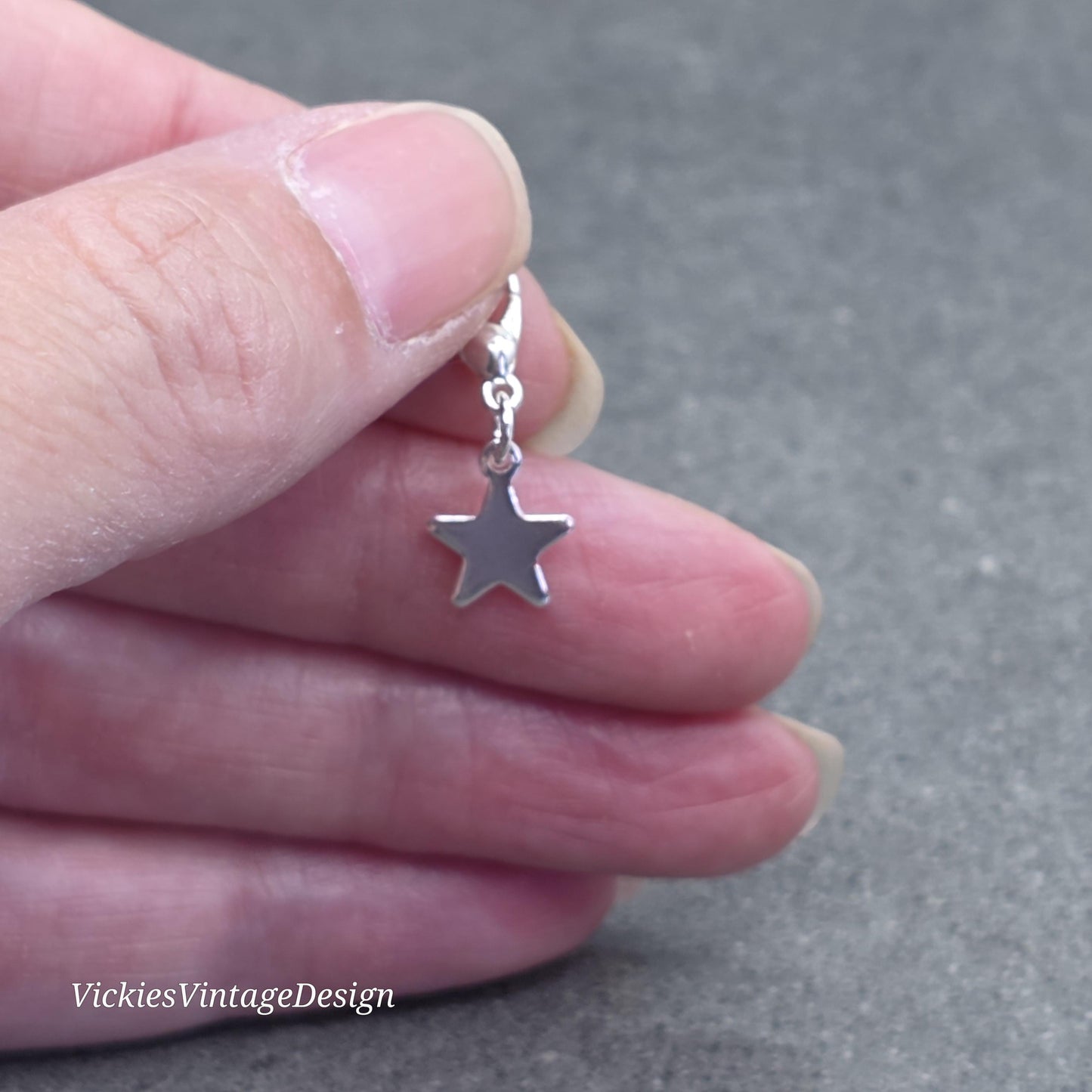 Star Clip on Charm, Stainless Steel, Necklace, Bracelet, Stitch Marker, Zipper, Planner Charm
