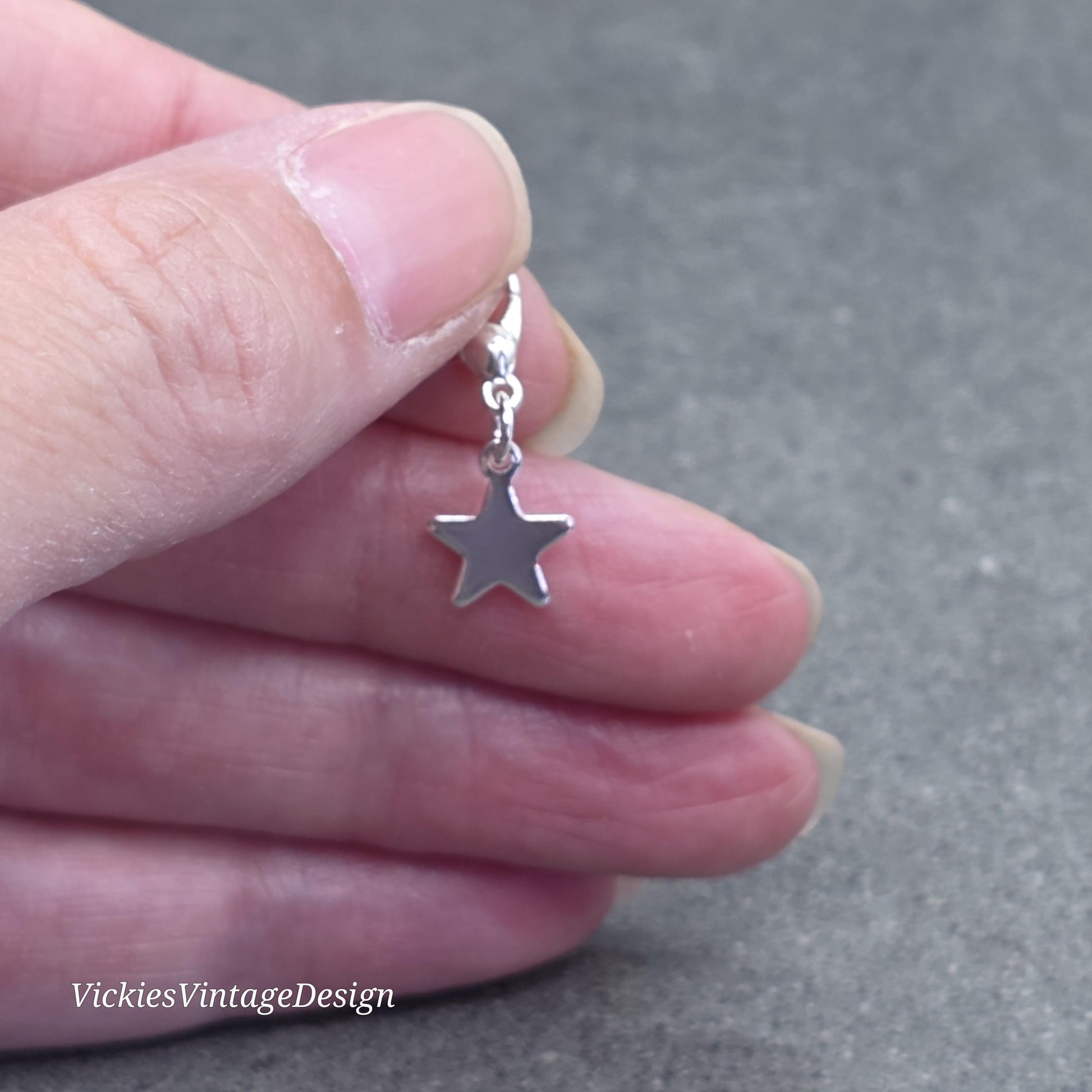 Star Clip on Charm, Stainless Steel, Necklace, Bracelet, Stitch Marker, Zipper, Planner Charm