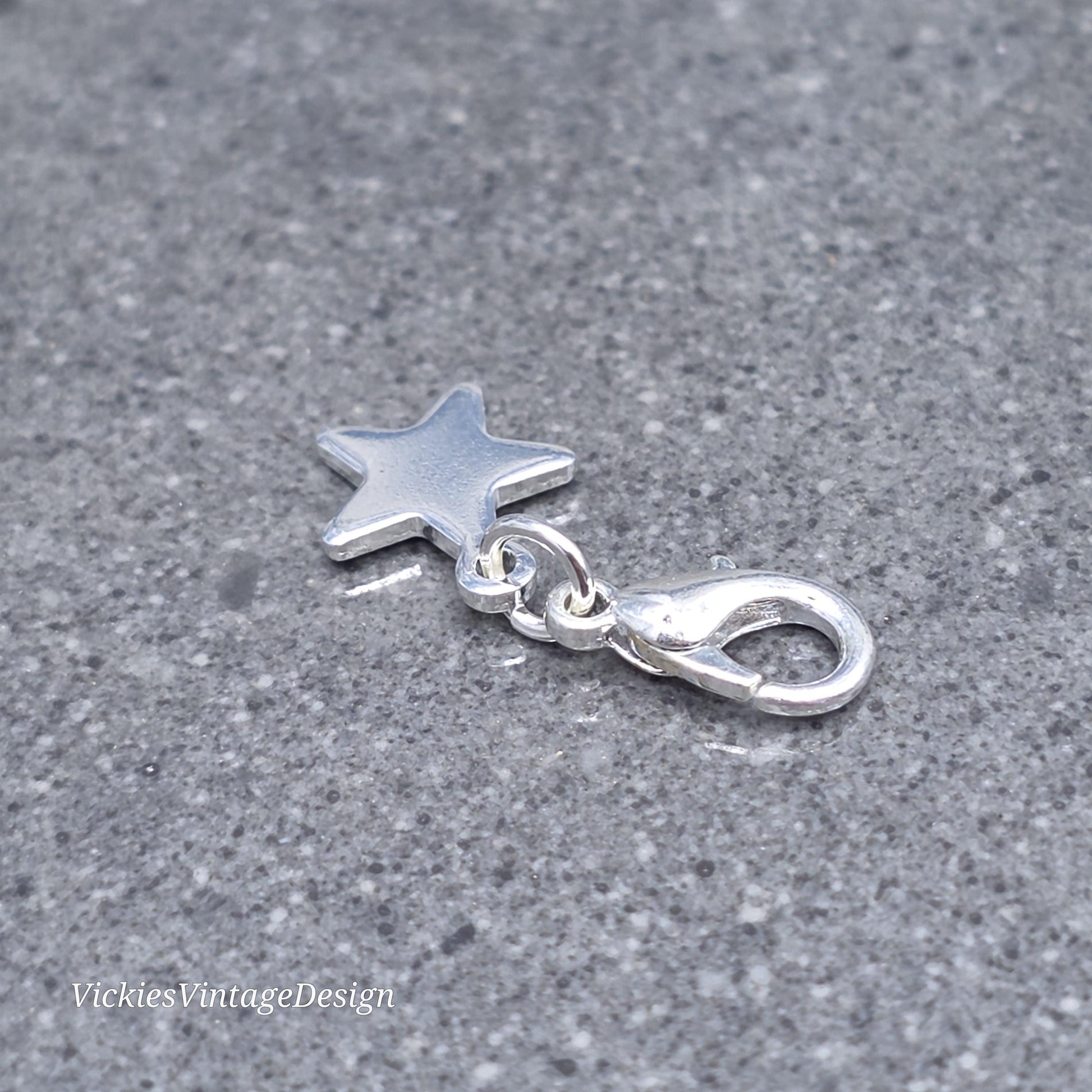 Star Clip on Charm, Stainless Steel, Necklace, Bracelet, Stitch Marker, Zipper, Planner Charm
