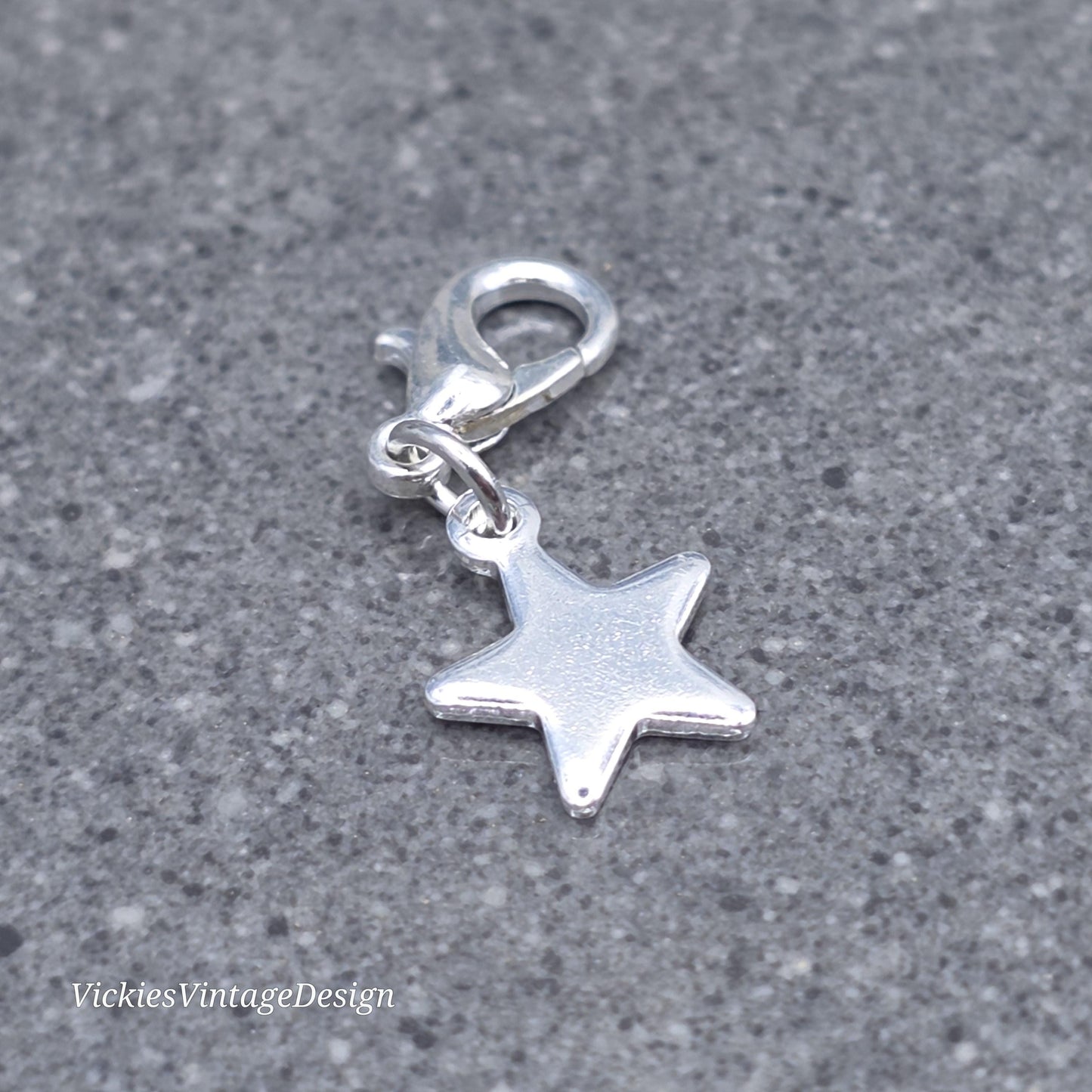 Star Clip on Charm, Stainless Steel, Necklace, Bracelet, Stitch Marker, Zipper, Planner Charm