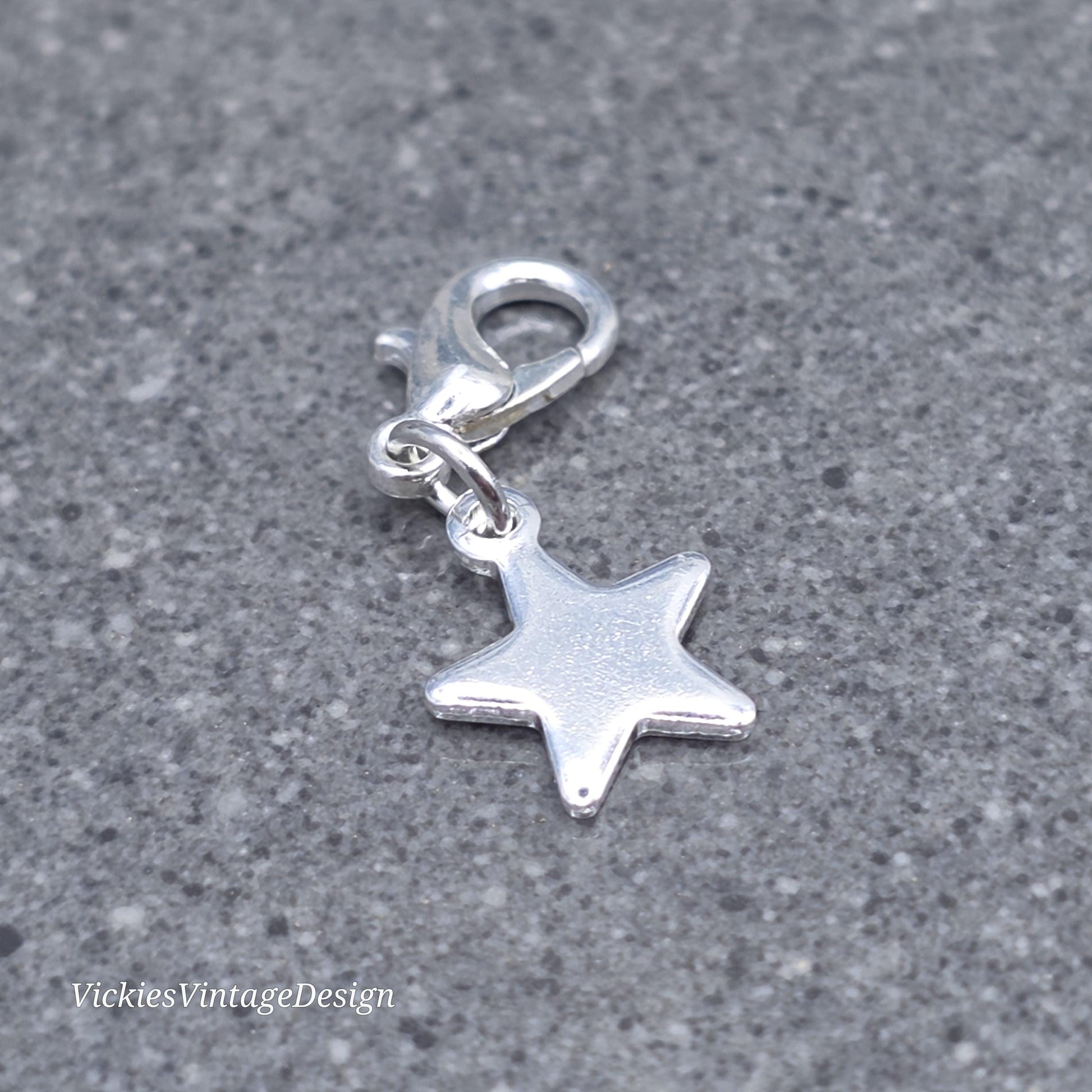 Star Clip on Charm, Stainless Steel, Necklace, Bracelet, Stitch Marker, Zipper, Planner Charm