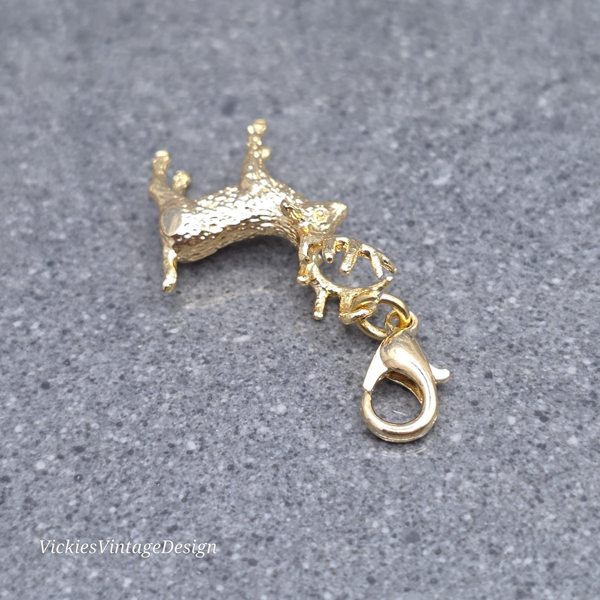 Stag Clip on Charm, Necklace, Bracelet, Brass, Nickel Free, Stitch Marker, Zipper, Planner Charm