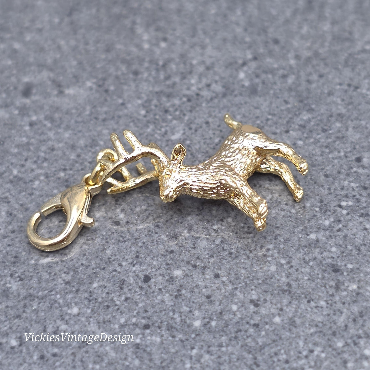 Stag Clip on Charm, Necklace, Bracelet, Brass, Nickel Free, Stitch Marker, Zipper, Planner Charm