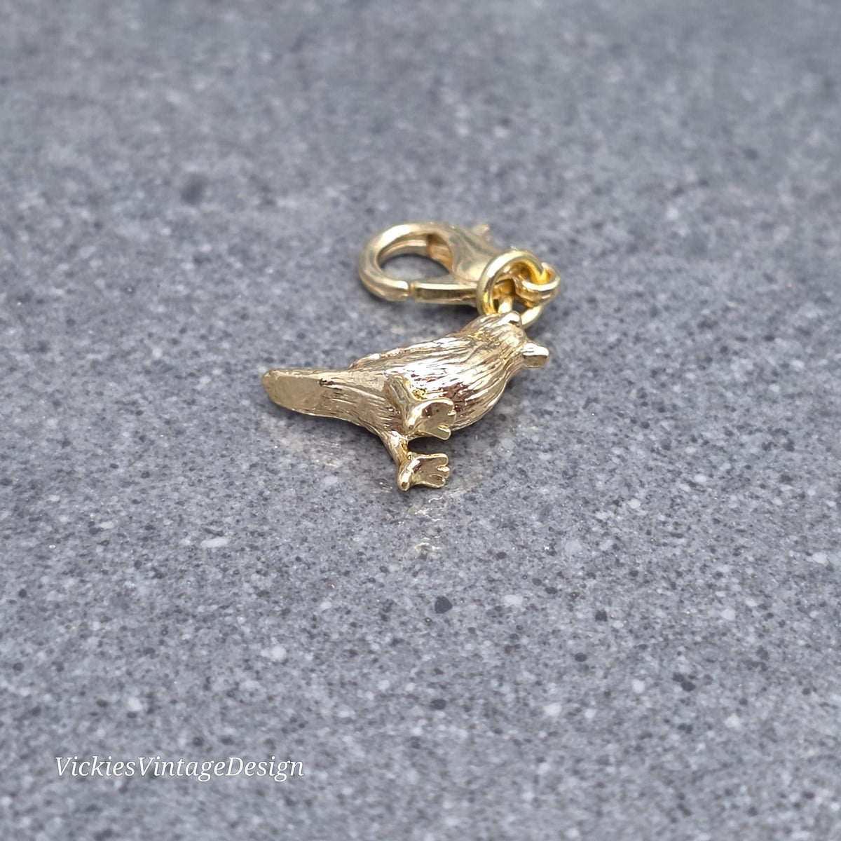 Bird Clip on Charm with Gold Lobster Clasp, Brass, Nickel Free, Necklace, Bracelet, Stitch Marker, Zipper, Planner Charm