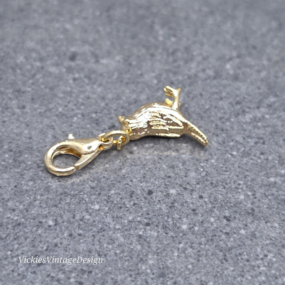 Bird Clip on Charm with Gold Lobster Clasp, Brass, Nickel Free, Necklace, Bracelet, Stitch Marker, Zipper, Planner Charm