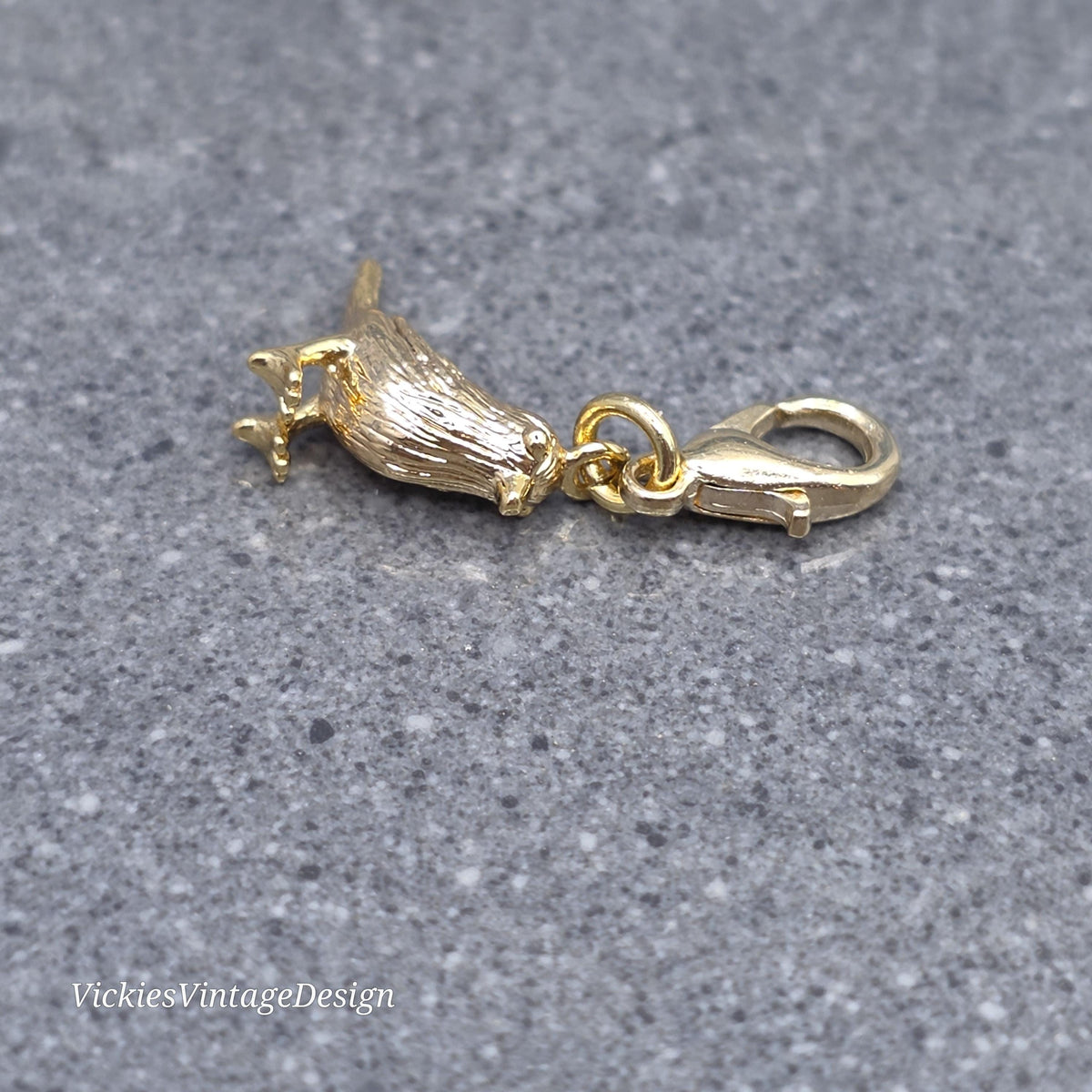 Bird Clip on Charm with Gold Lobster Clasp, Brass, Nickel Free, Necklace, Bracelet, Stitch Marker, Zipper, Planner Charm