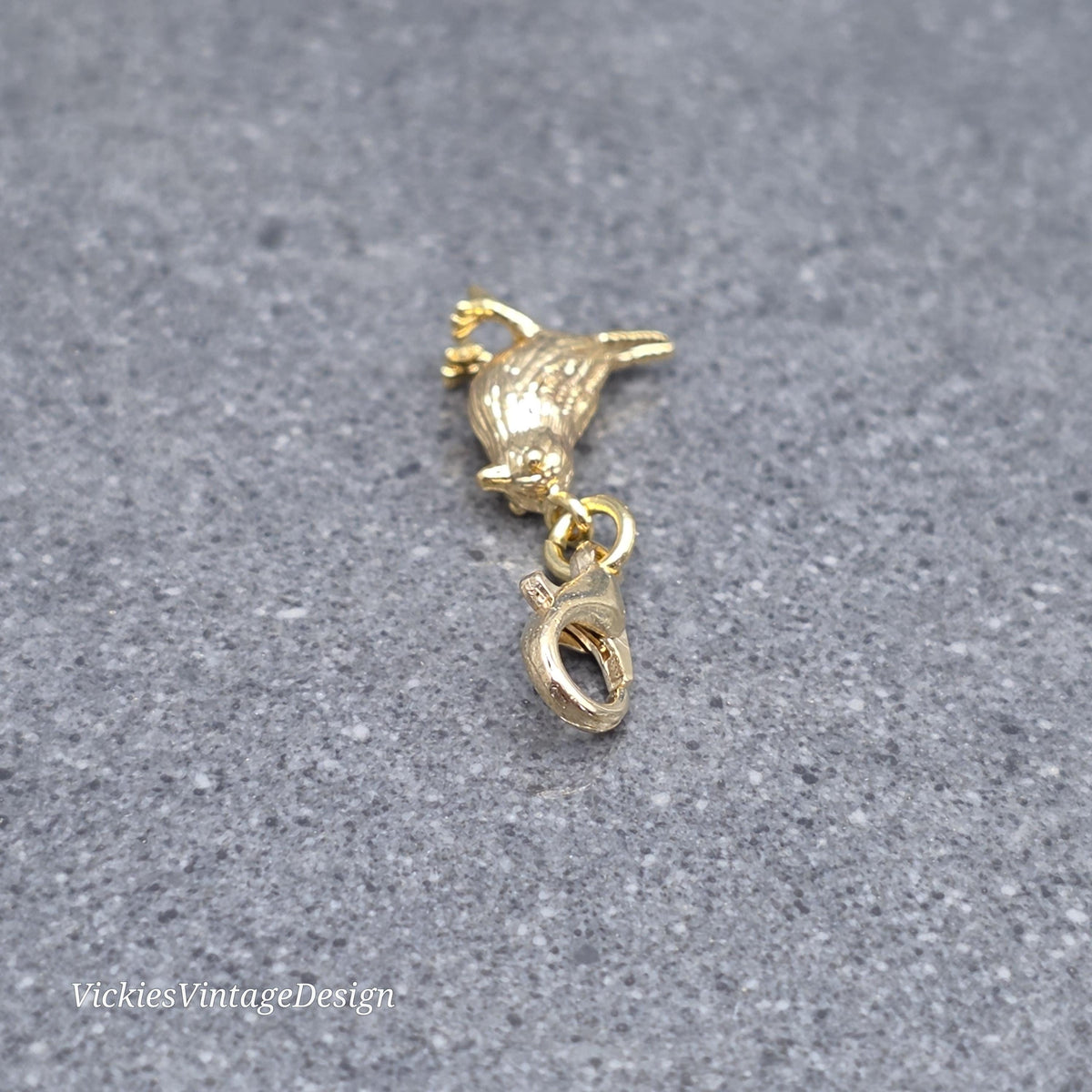 Bird Clip on Charm with Gold Lobster Clasp, Brass, Nickel Free, Necklace, Bracelet, Stitch Marker, Zipper, Planner Charm