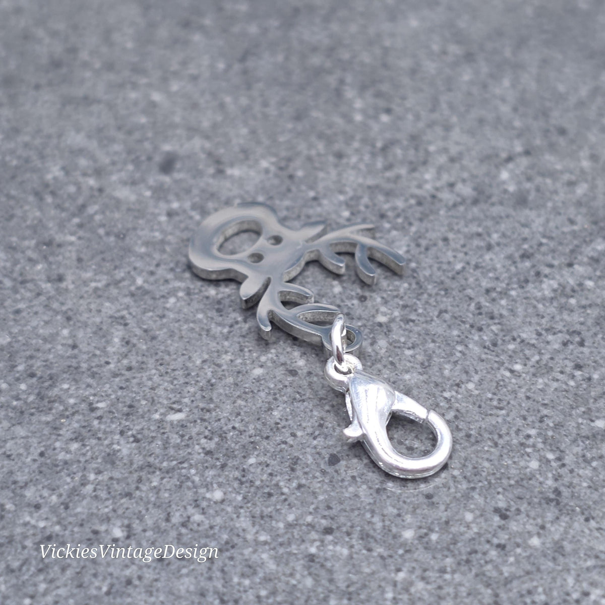 Rudolf the Reindeer Clip on Charm with Gold Lobster Clasp, Brass, Nickel Free, Stitchmarker, Zipper, Planner Charm