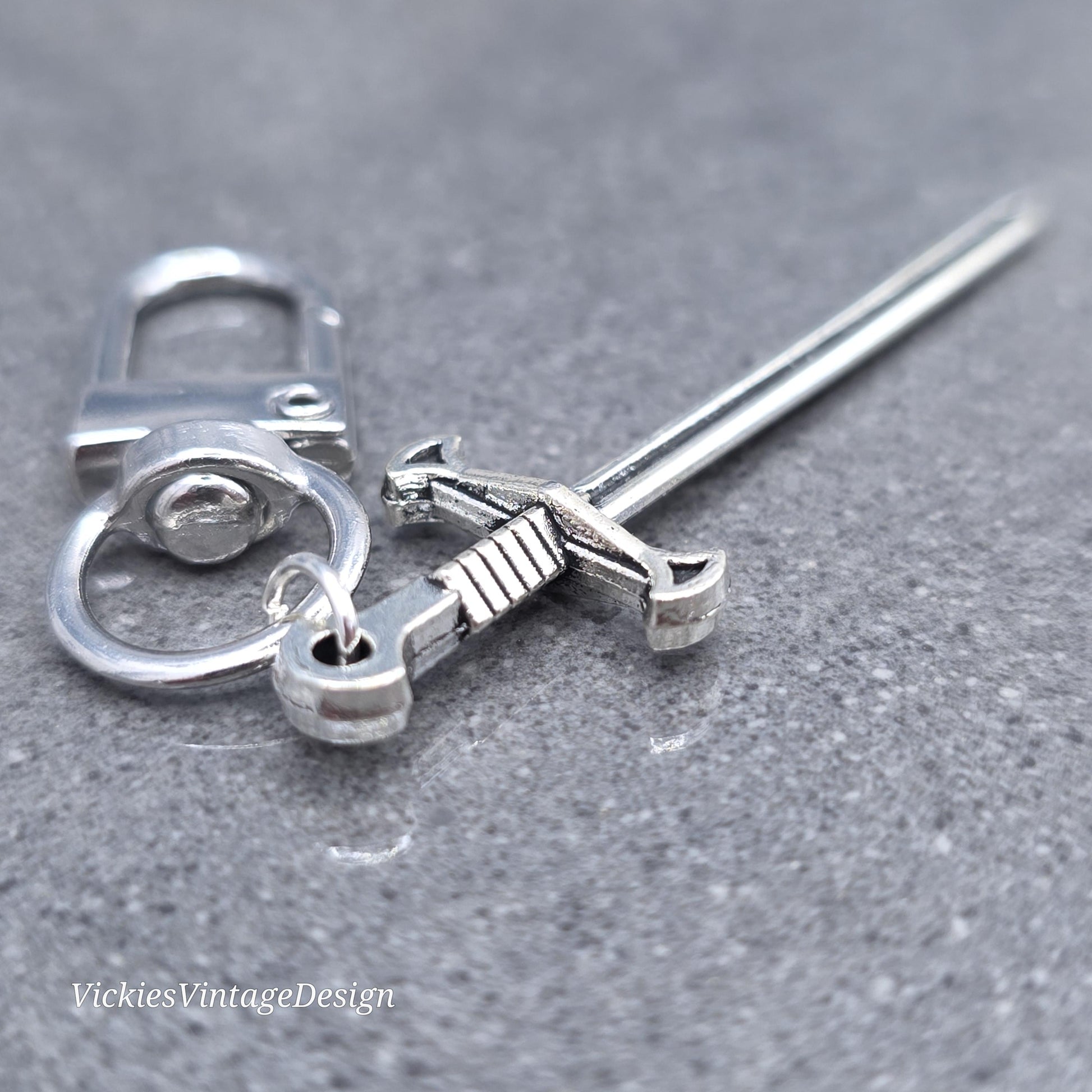 Miniature Sword bag charm, Dagger keychain with clip, keyring Swivel clasp, keys handbags or backpacks