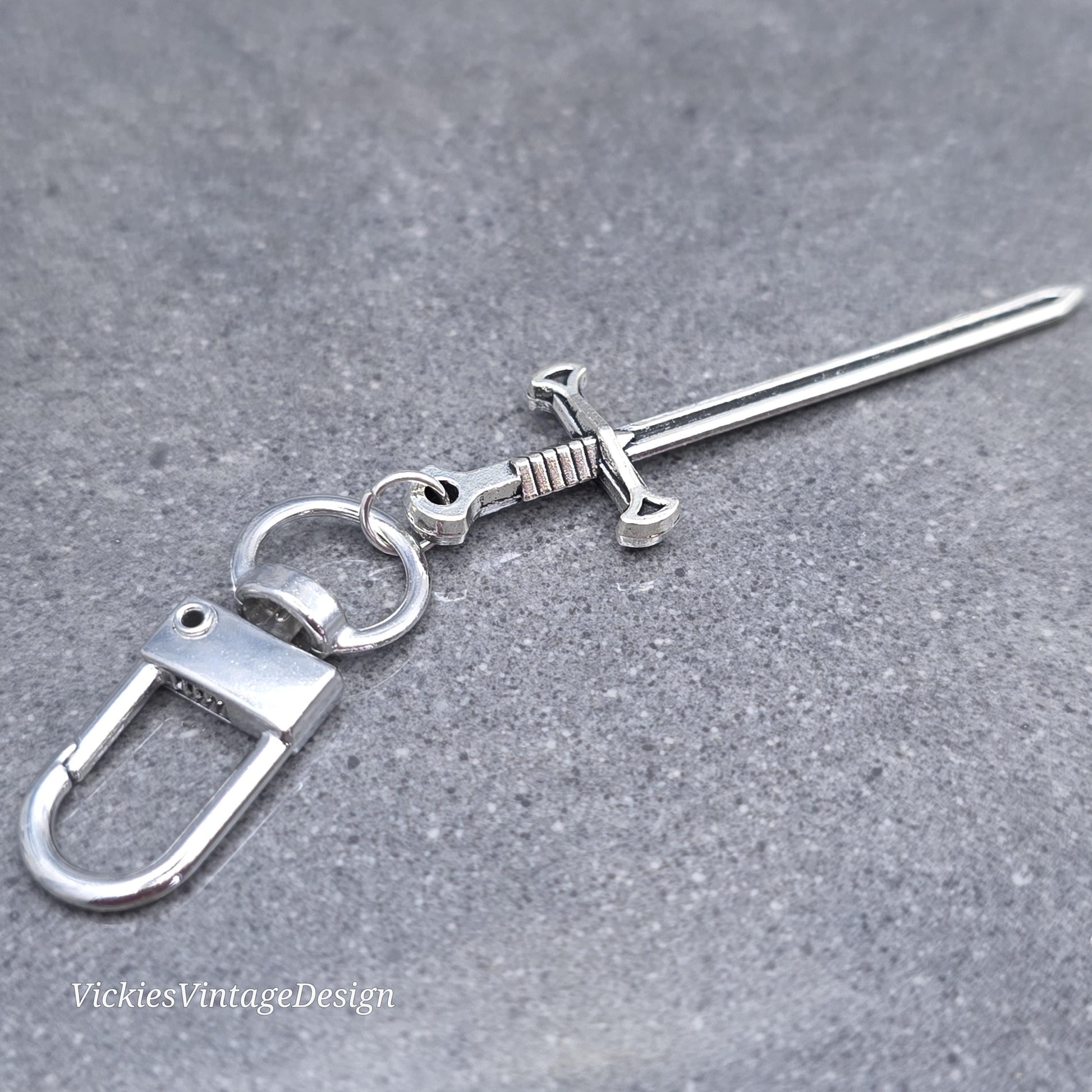 Miniature Sword bag charm, Dagger keychain with clip, keyring Swivel clasp, keys handbags or backpacks
