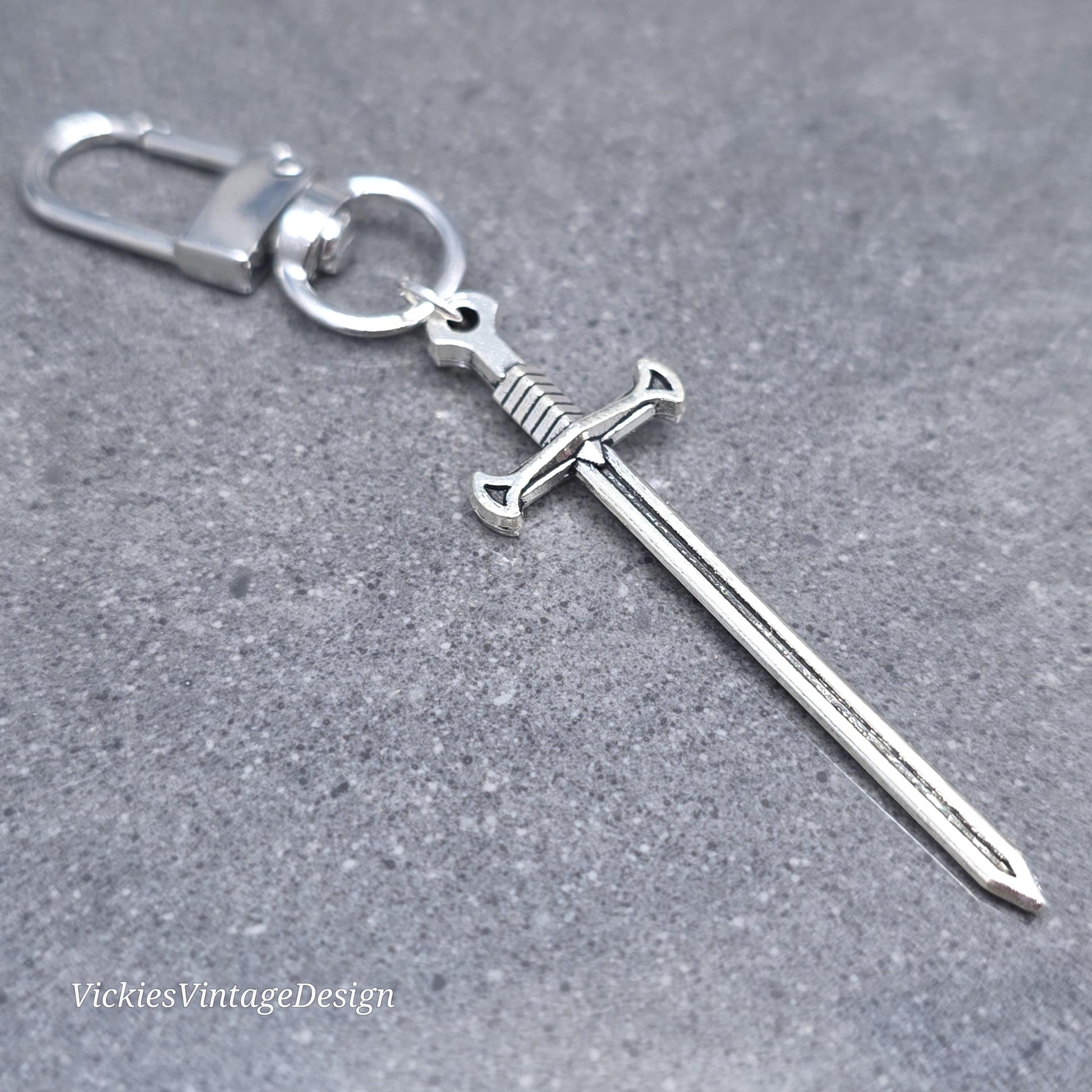 Miniature Sword bag charm, Dagger keychain with clip, keyring Swivel clasp, keys handbags or backpacks
