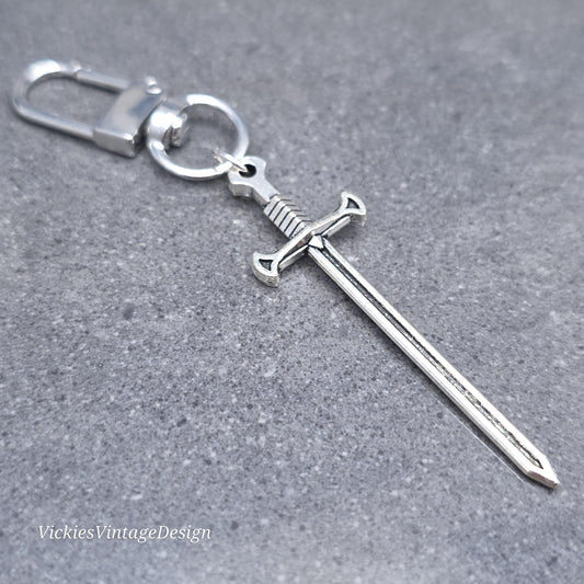 Miniature Sword bag charm, Dagger keychain with clip, keyring Swivel clasp, keys handbags or backpacks