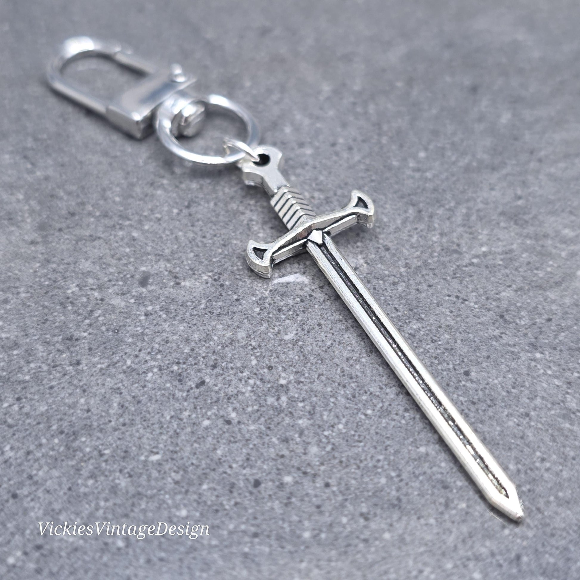 Miniature Sword bag charm, Dagger keychain with clip, keyring Swivel clasp, keys handbags or backpacks