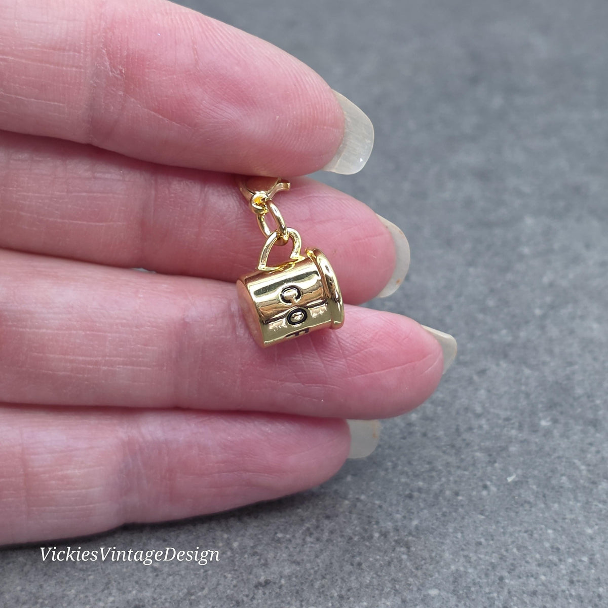 Coffee Cup Charm with Gold Lobster Clasp, Brass, Nickel Free, Stitch marker, Zipper, Planner Charm