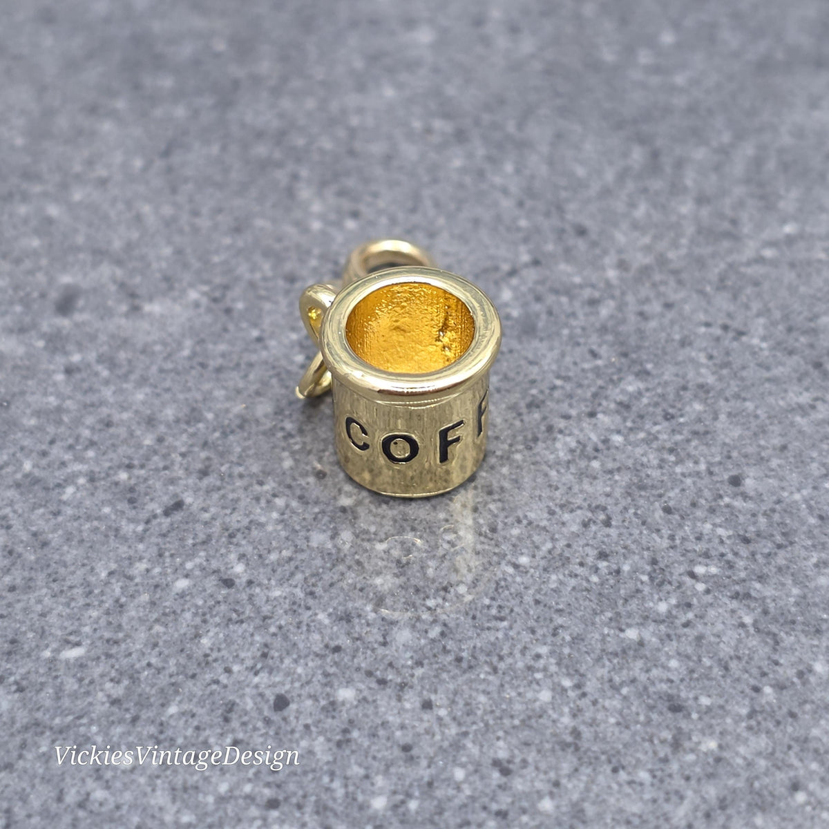 Coffee Cup Charm with Gold Lobster Clasp, Brass, Nickel Free, Stitch marker, Zipper, Planner Charm