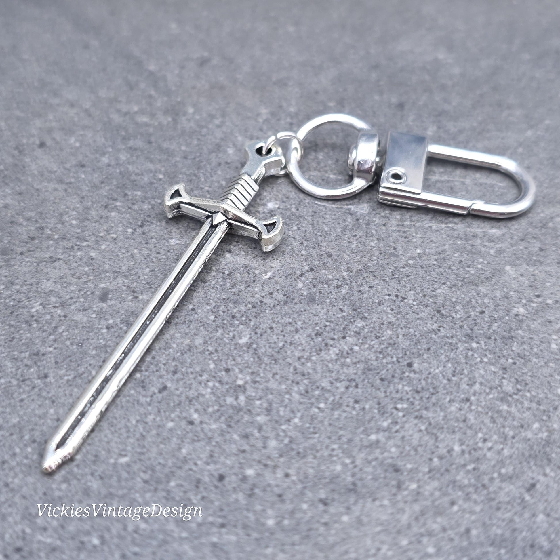 Miniature Sword bag charm, Dagger keychain with clip, keyring Swivel clasp, keys handbags or backpacks