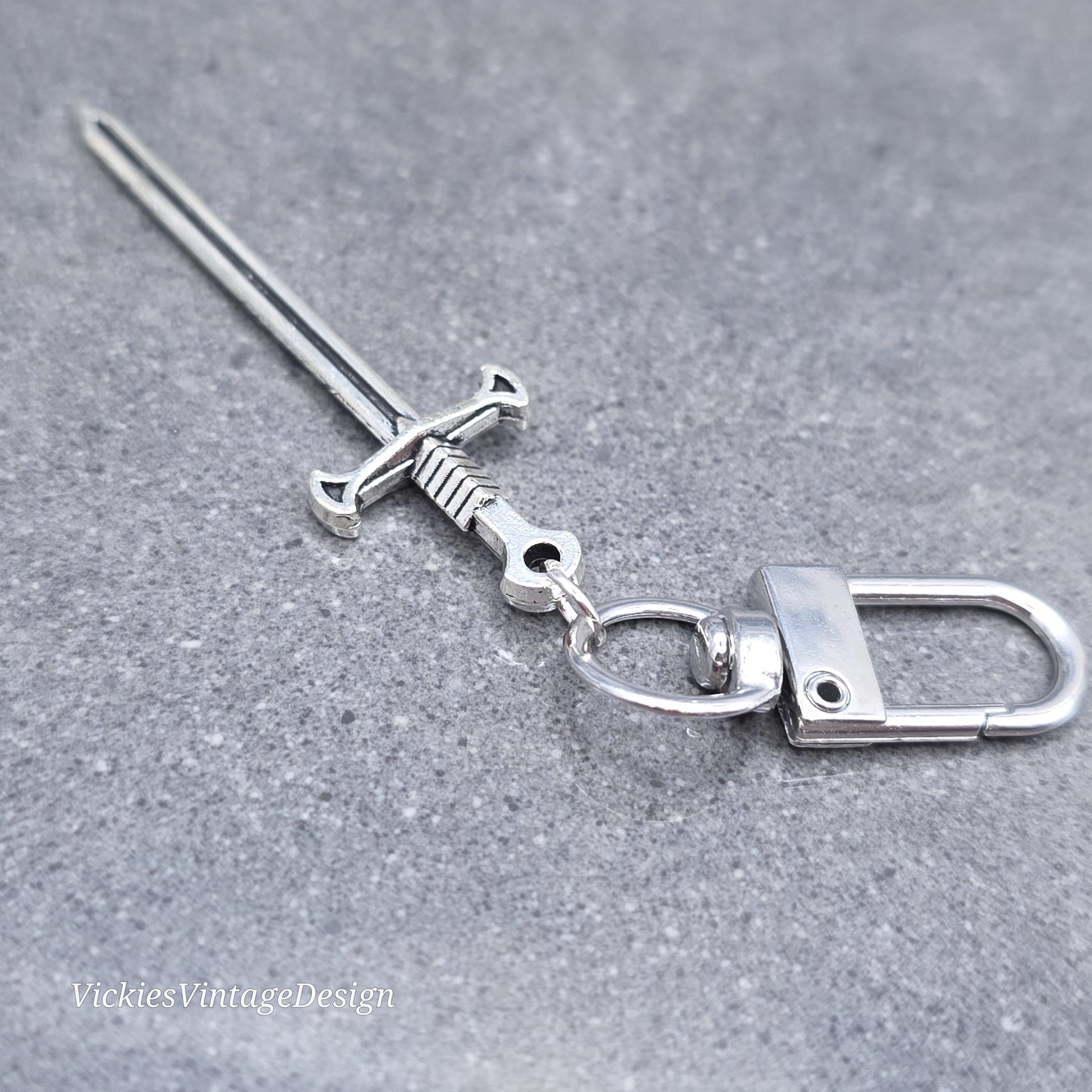 Miniature Sword bag charm, Dagger keychain with clip, keyring Swivel clasp, keys handbags or backpacks