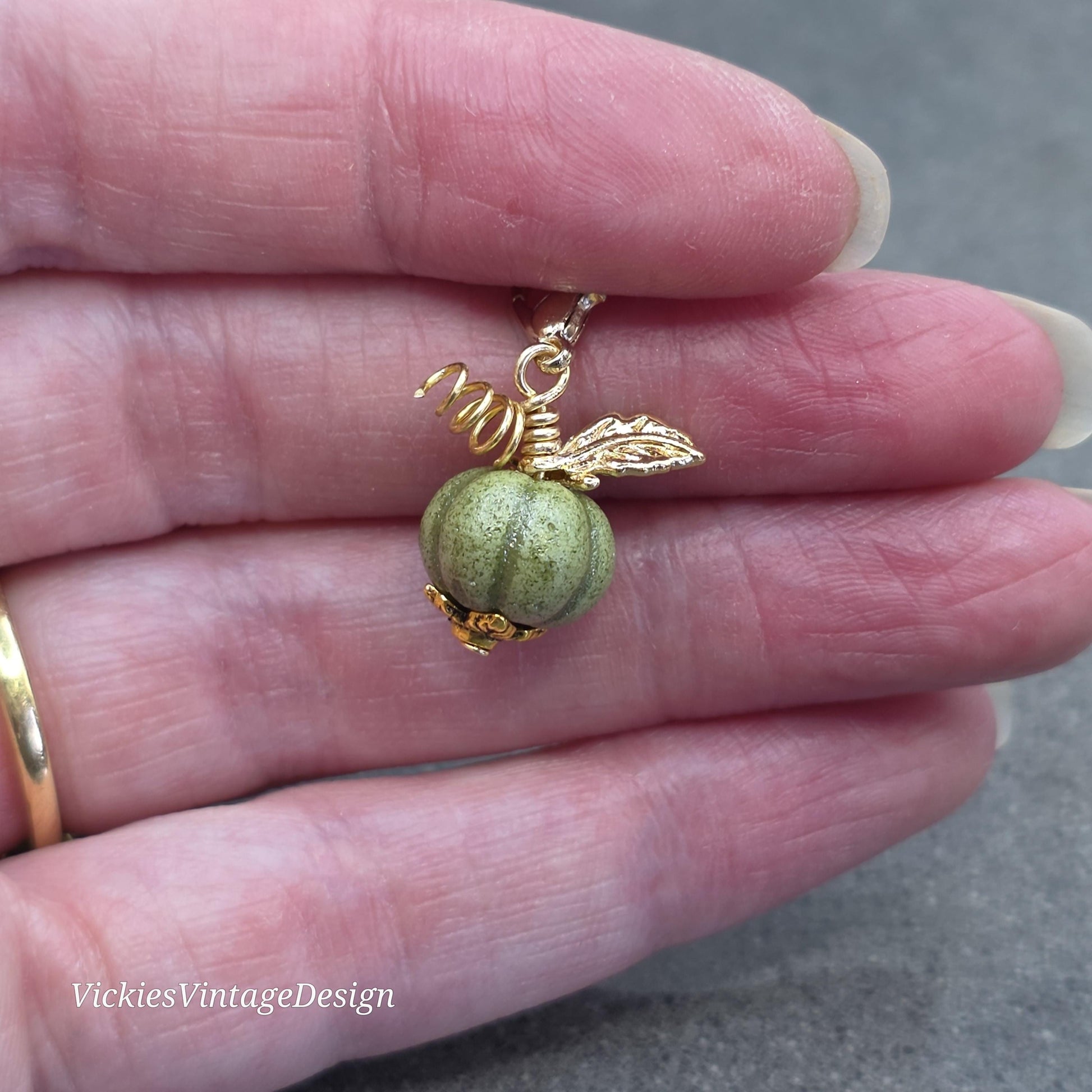 Porcelain Pumpkin Clip On Charm, Bracelet, Necklace, Stitch Marker, Zipper Pull