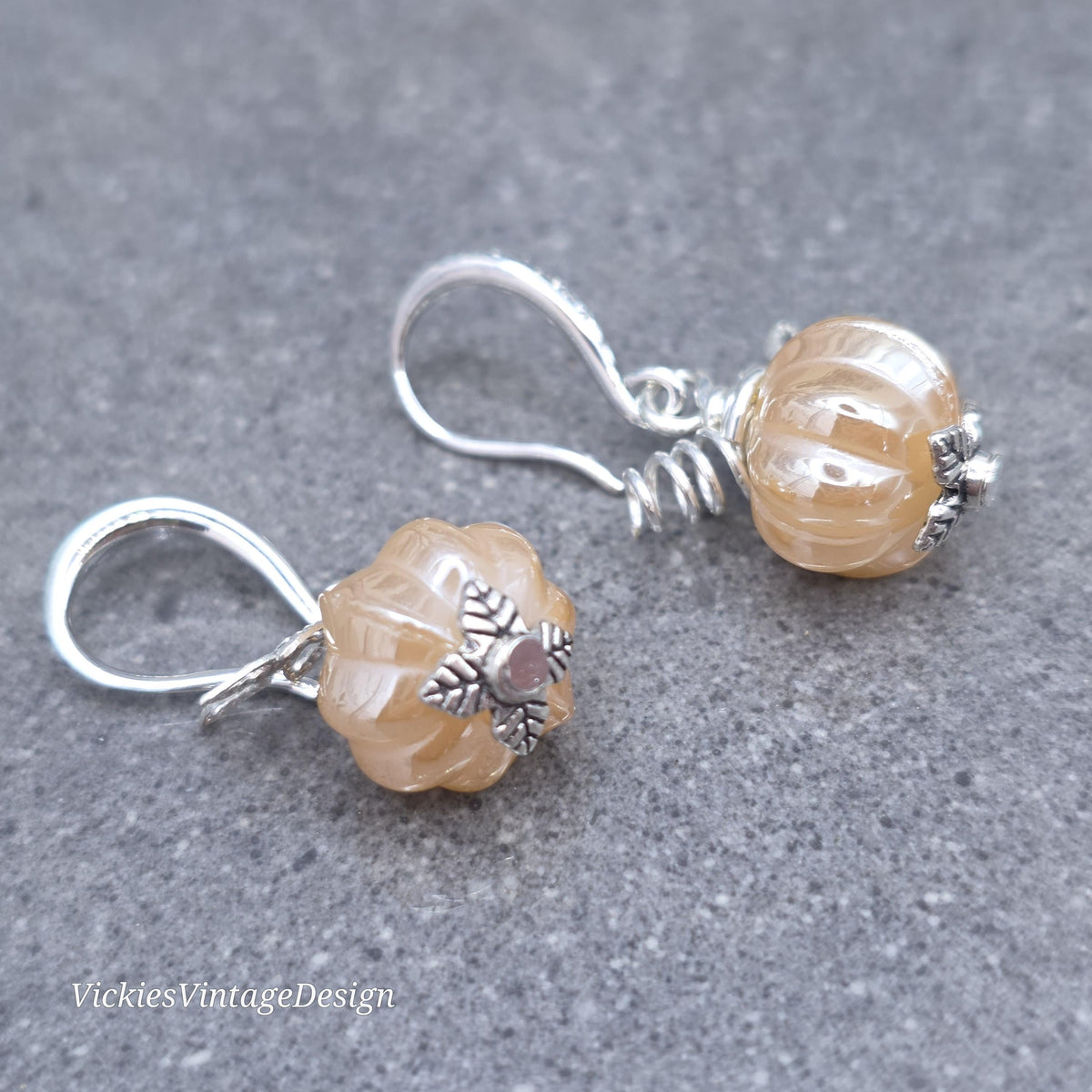 Glass Pumpkin Earrings, Autumn Earrings