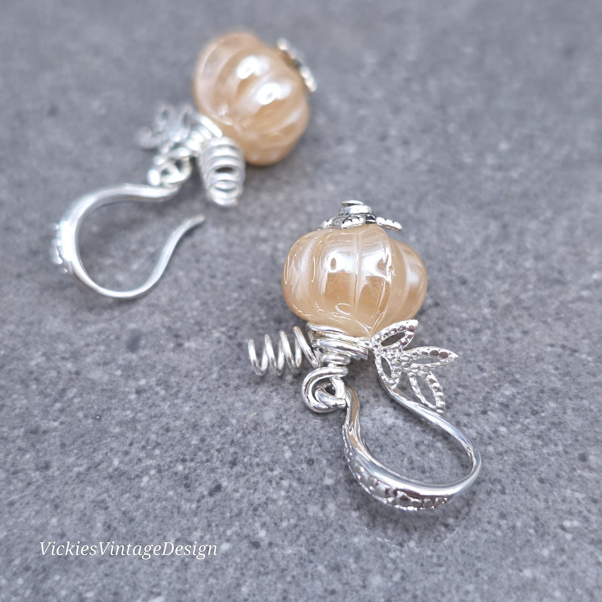 Glass Pumpkin Earrings, Autumn Earrings