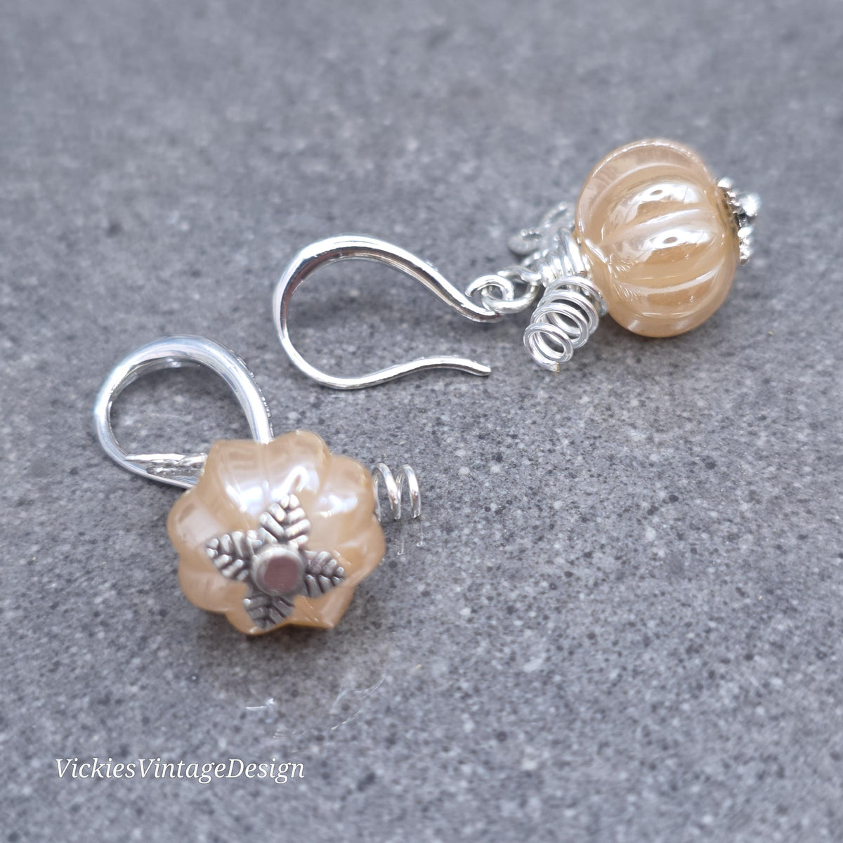 Glass Pumpkin Earrings, Autumn Earrings